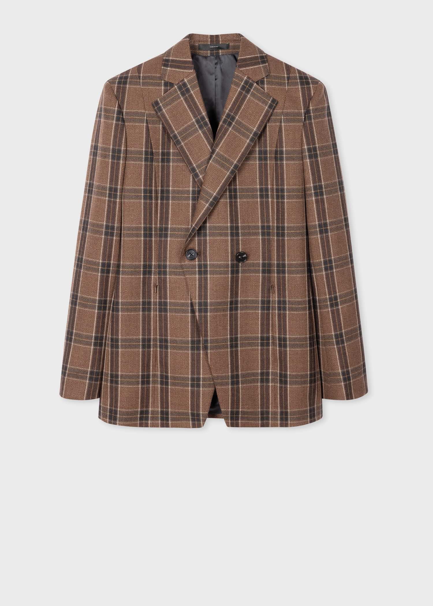 Brown Buffalo Check Double-Breasted Blazer - 1