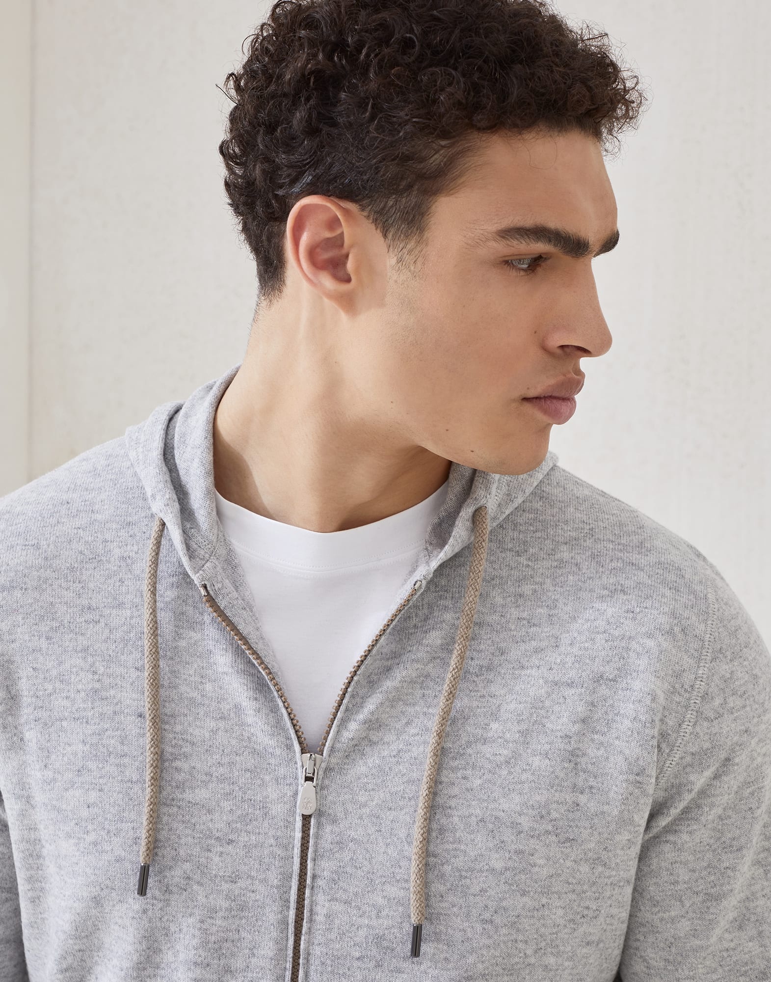 Cashmere sweatshirt-style cardigan with hood - 3