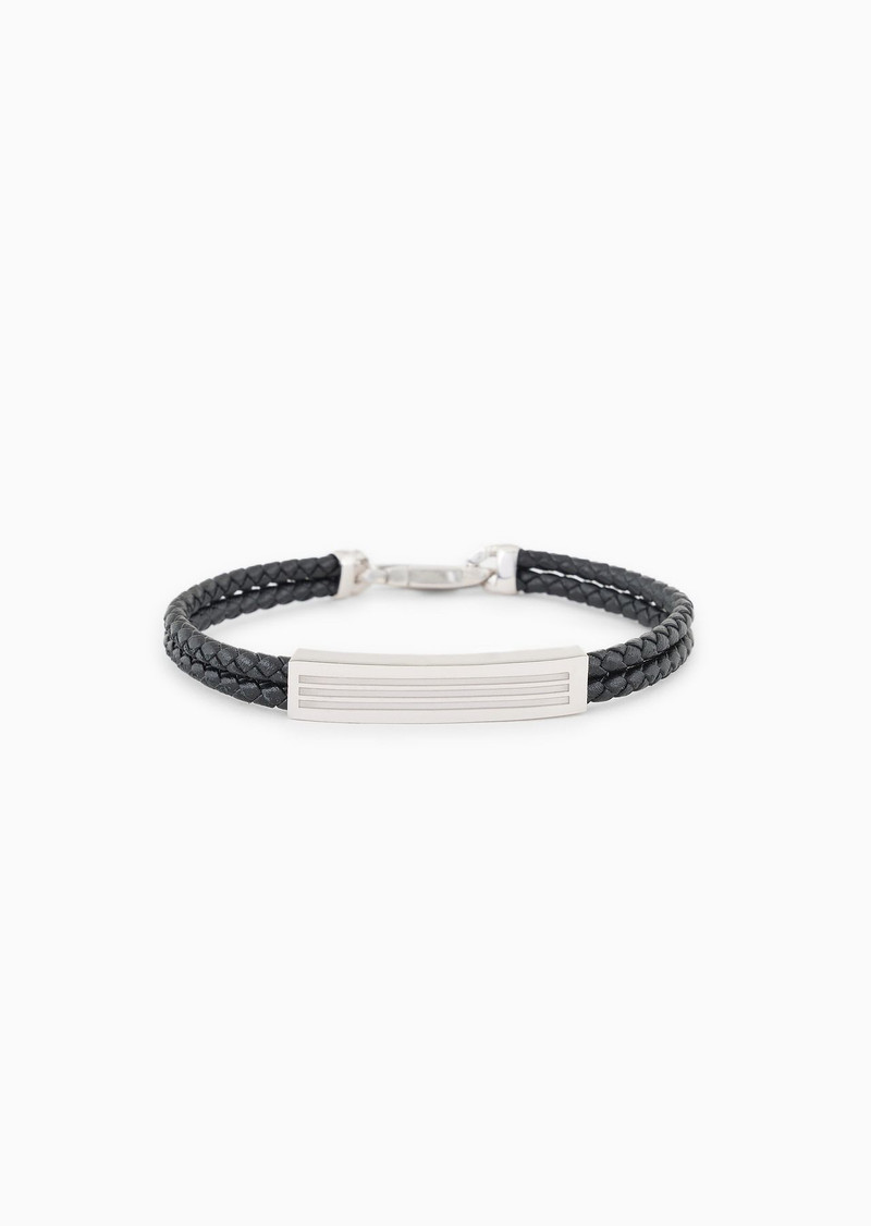 Woven leather bracelet with sterling silver detailing 1