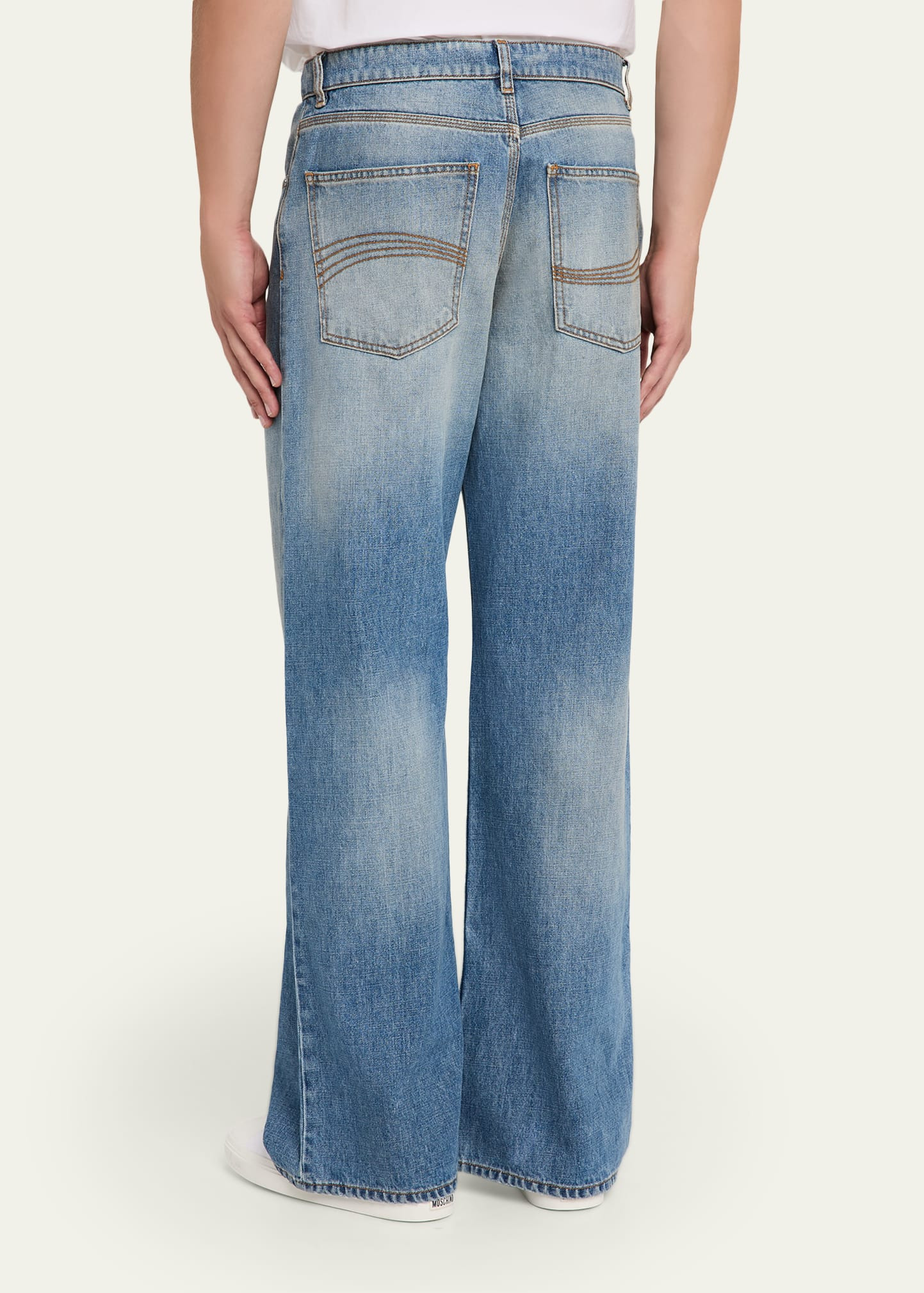 Men's Faded Denim Wide-Leg Jeans - 3