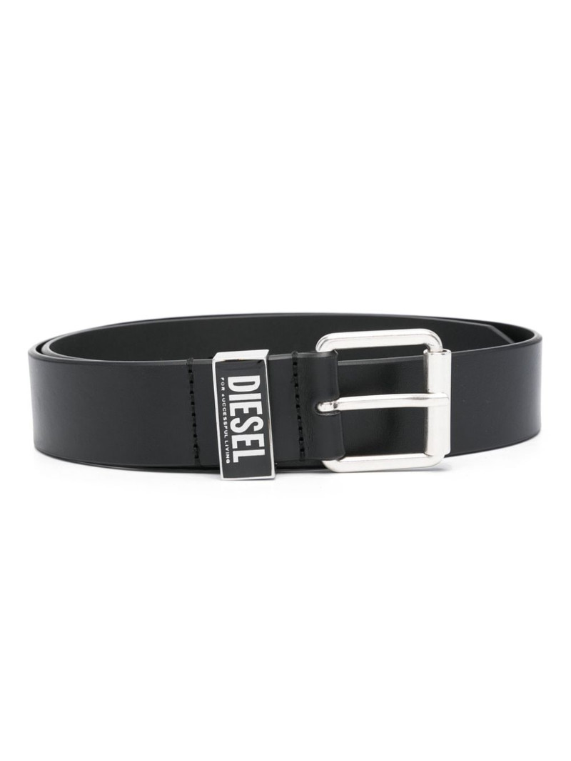logo-plaque leather belt 1