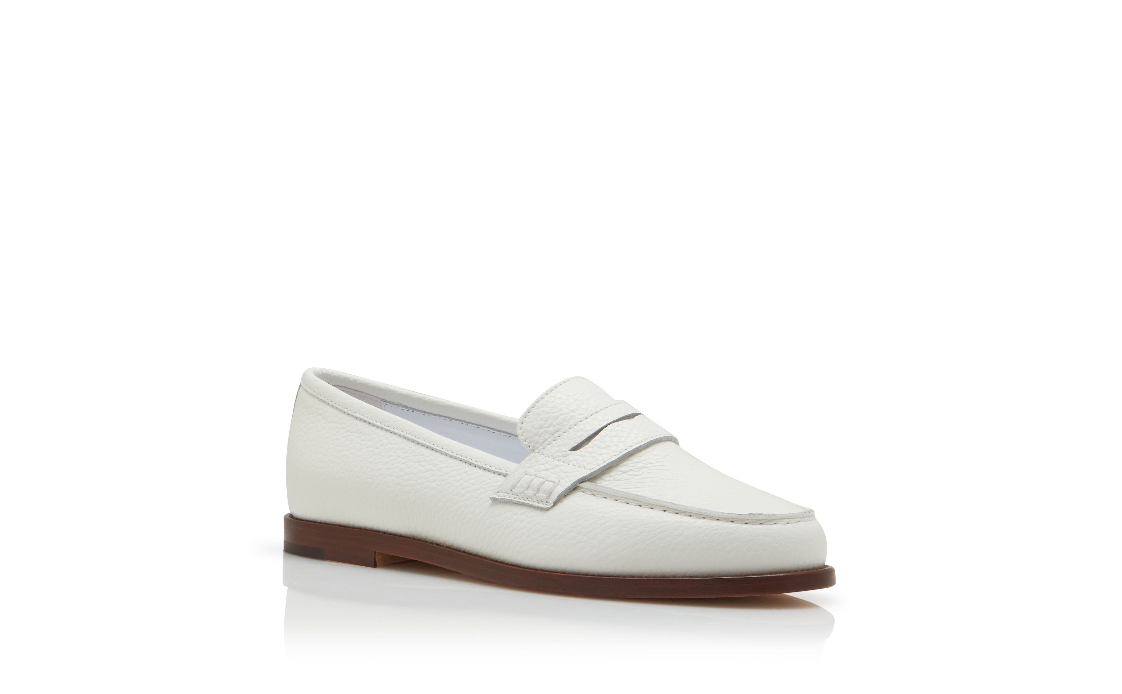 White Calf Leather Penny Loafers - 3