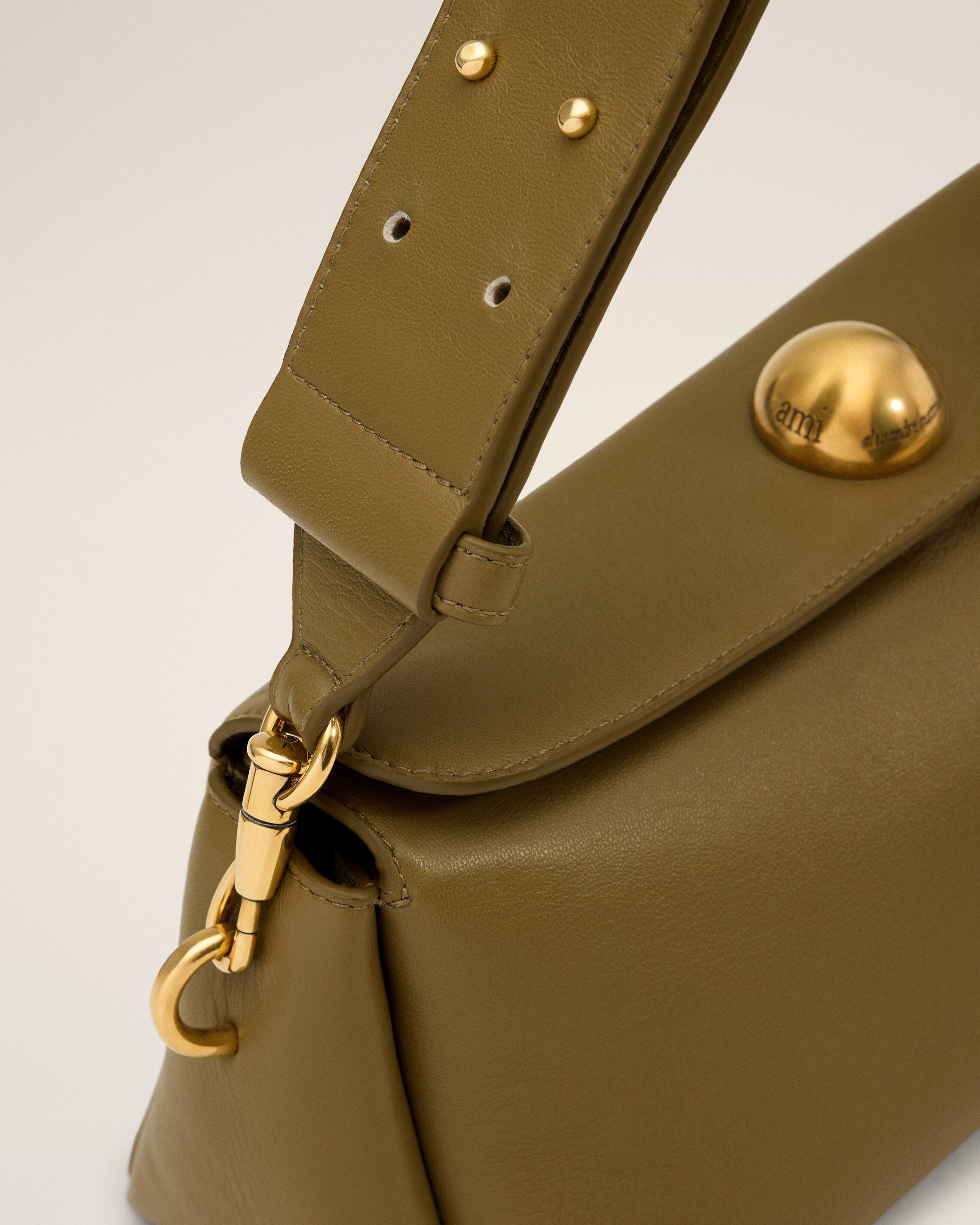 KHAKI LEATHER CARROUSEL BAG - 5