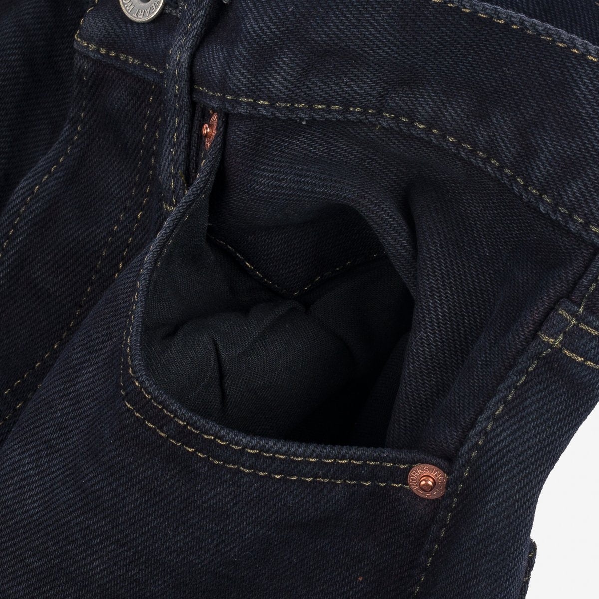 IH-888s-21od 21oz Selvedge Denim Medium/High Rise Tapered Cut Jeans Indigo Overdyed Black - 9
