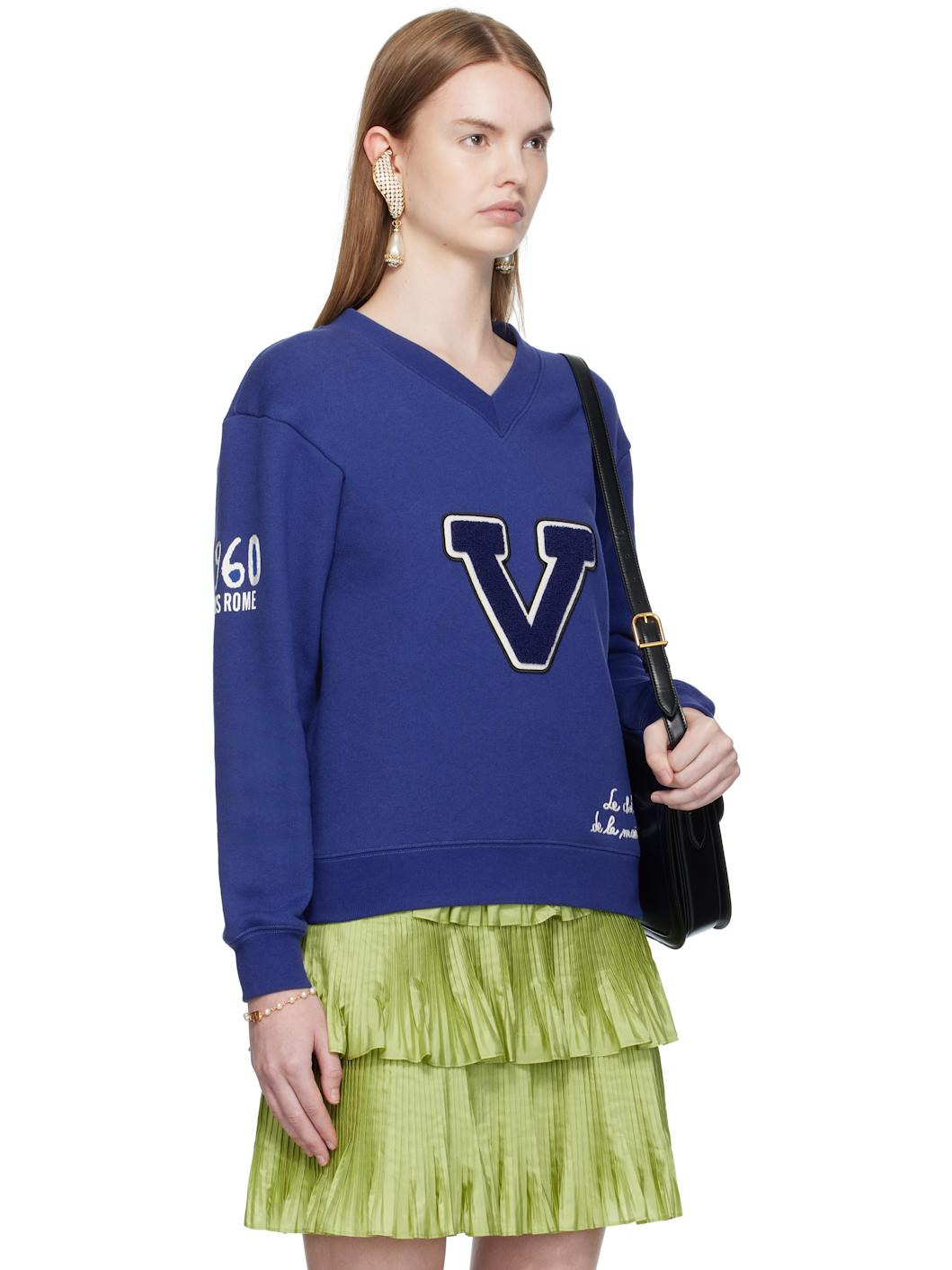Blue Embroidered Cotton Sweatshirt - 2