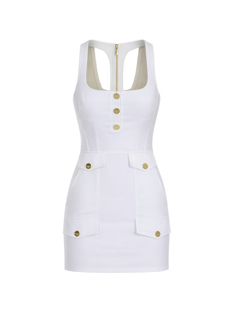 mini buttoned flap-pockets dress 1