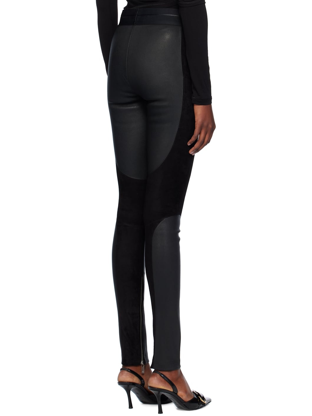 Black Racer Leather Leggings - 3