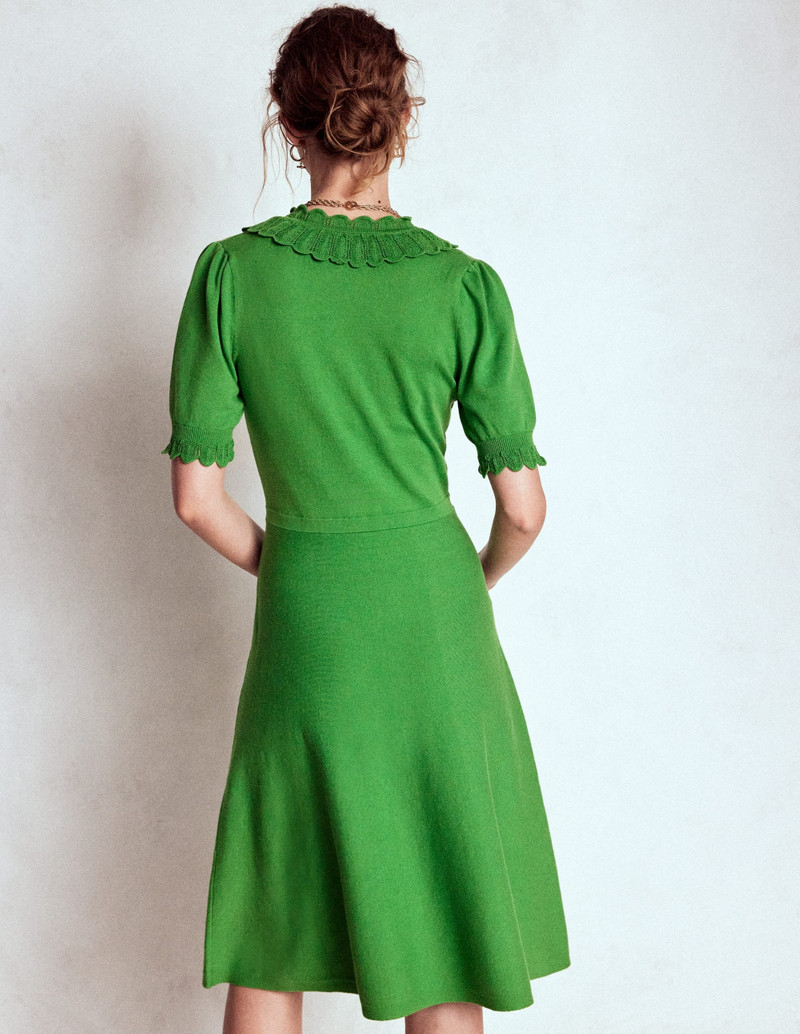 Melina Ruffle Knitted Dress-Paradise Green 5