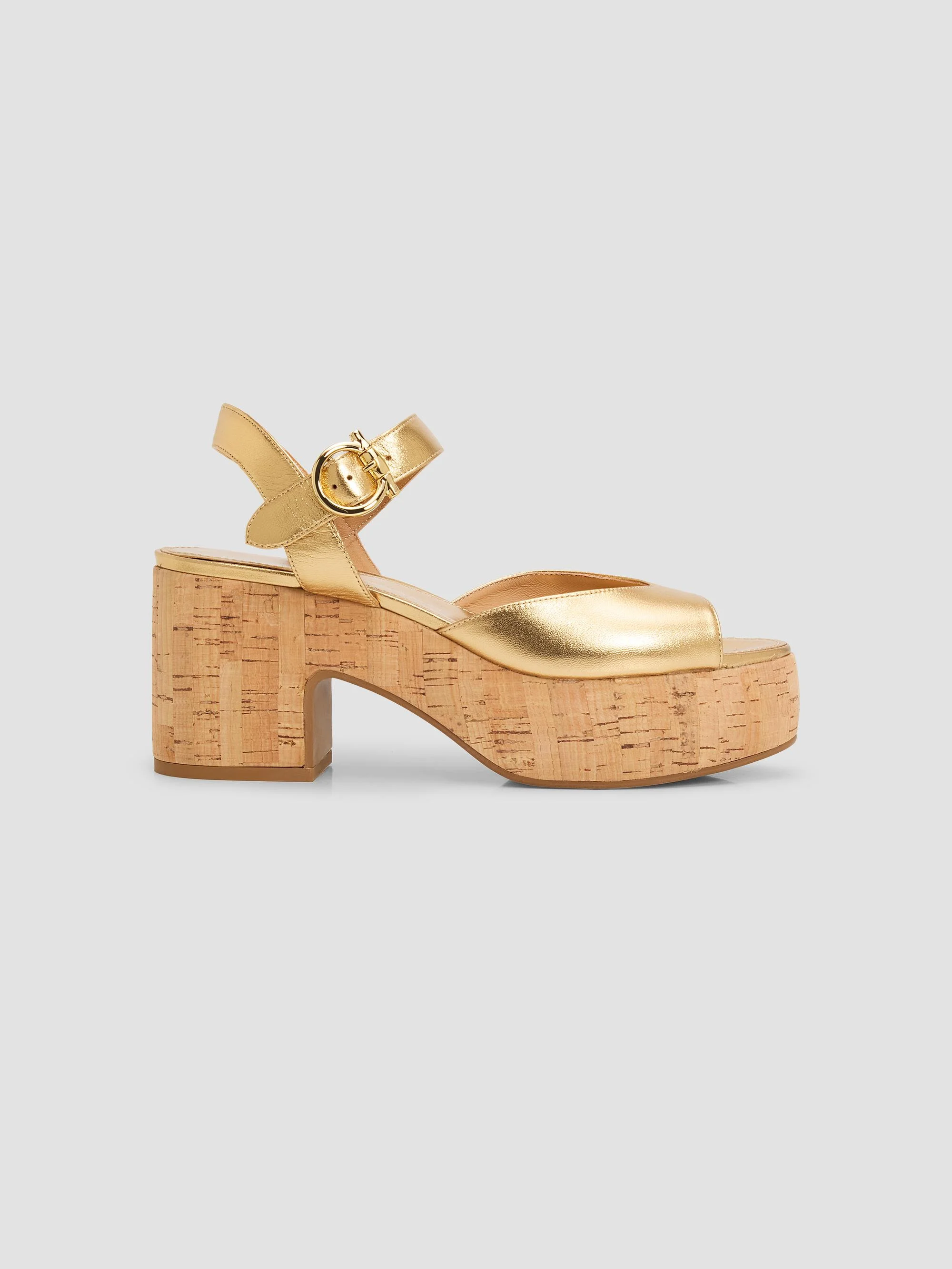 Women's Nerea 75MM Metallic Leather Platform Sandals - Gold Lux Fondo Beige - 1