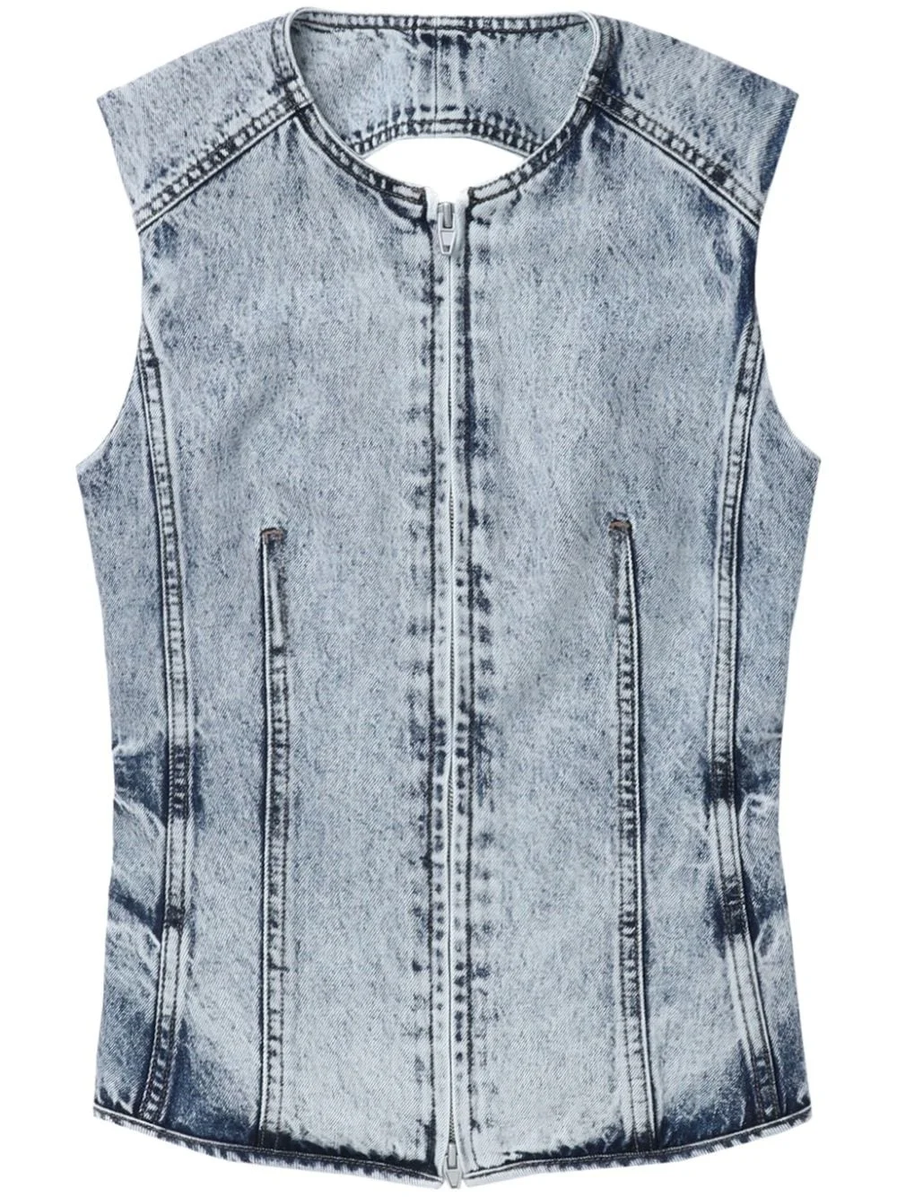 acid-wash denim vest - 1
