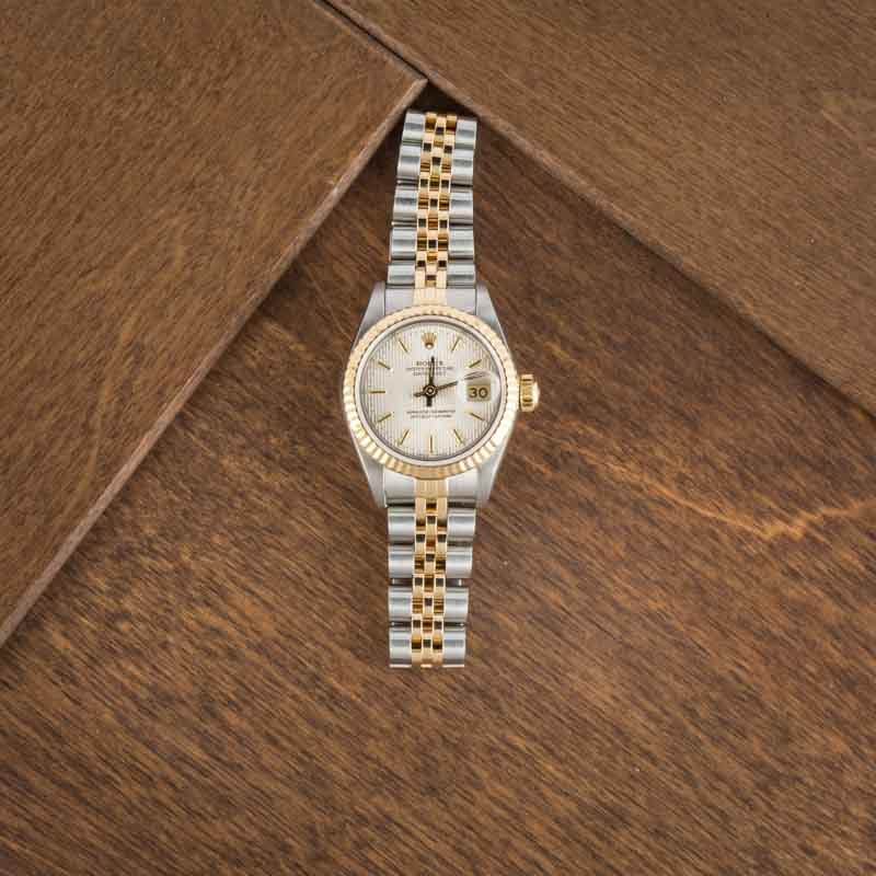 Ladies Rolex Datejust 69173 Silver Tapestry Dial - 6