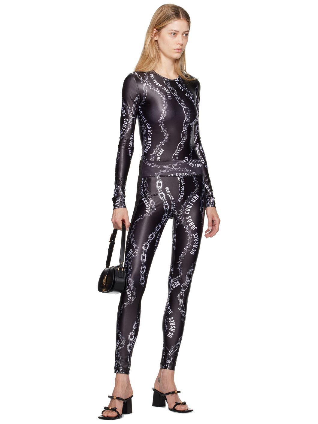 Black & White Chain Couture Leggings - 4