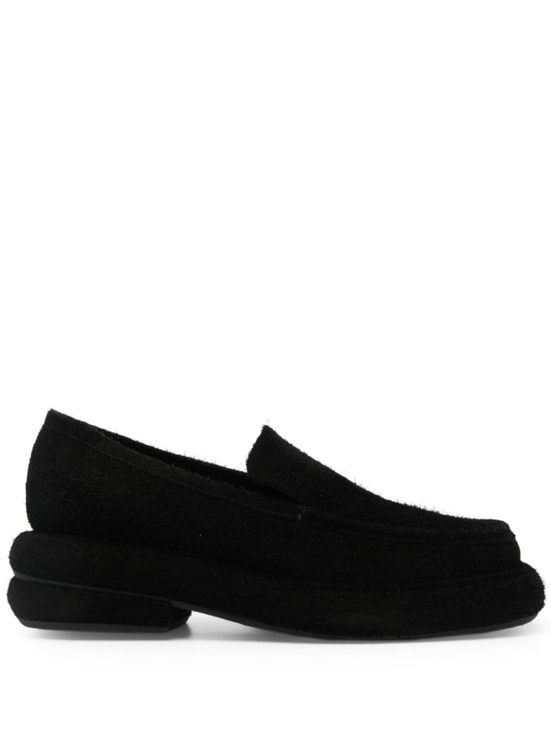 Stacked slip-on suede loafers 1