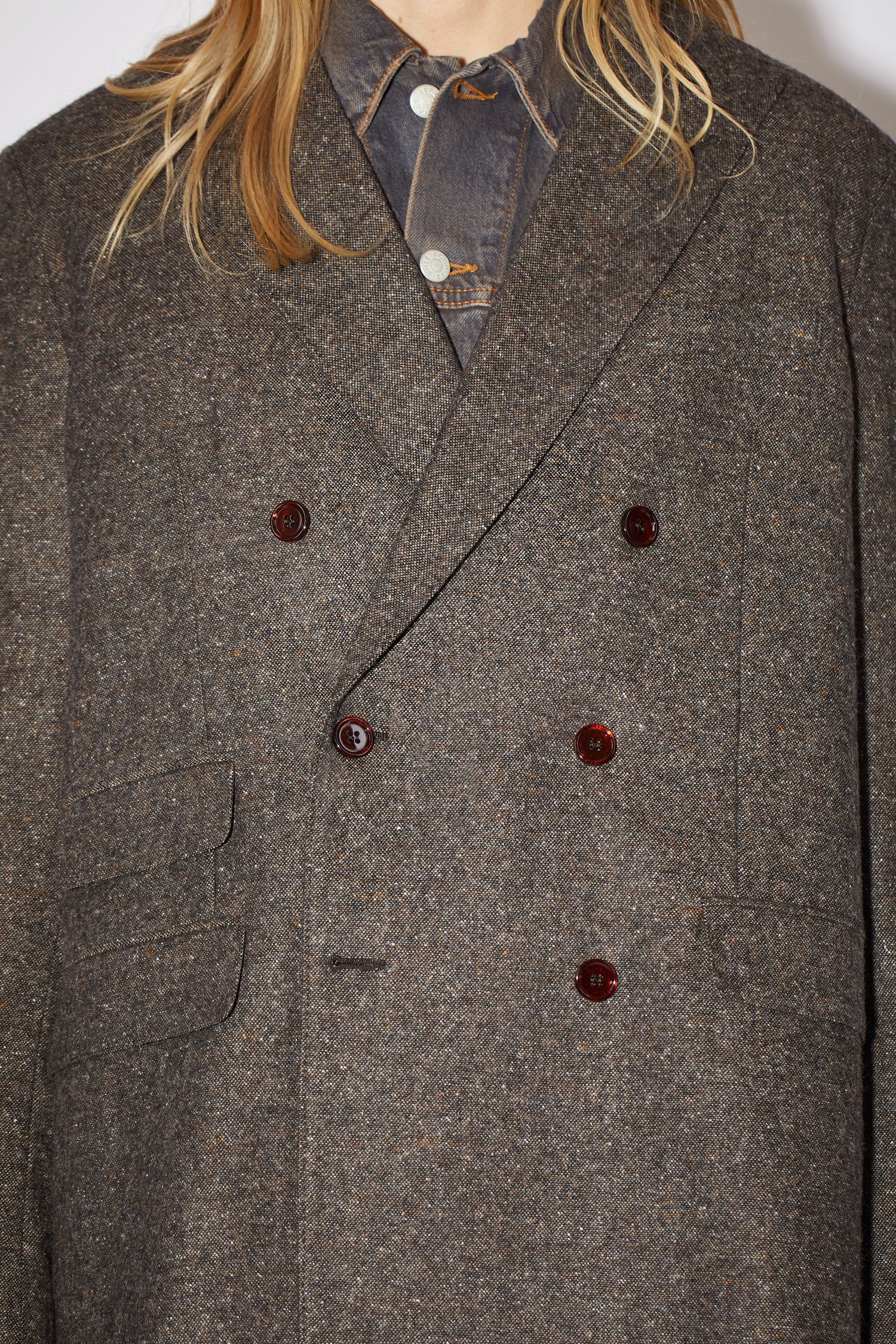 Tailored suit jacket - Brown melange - 6