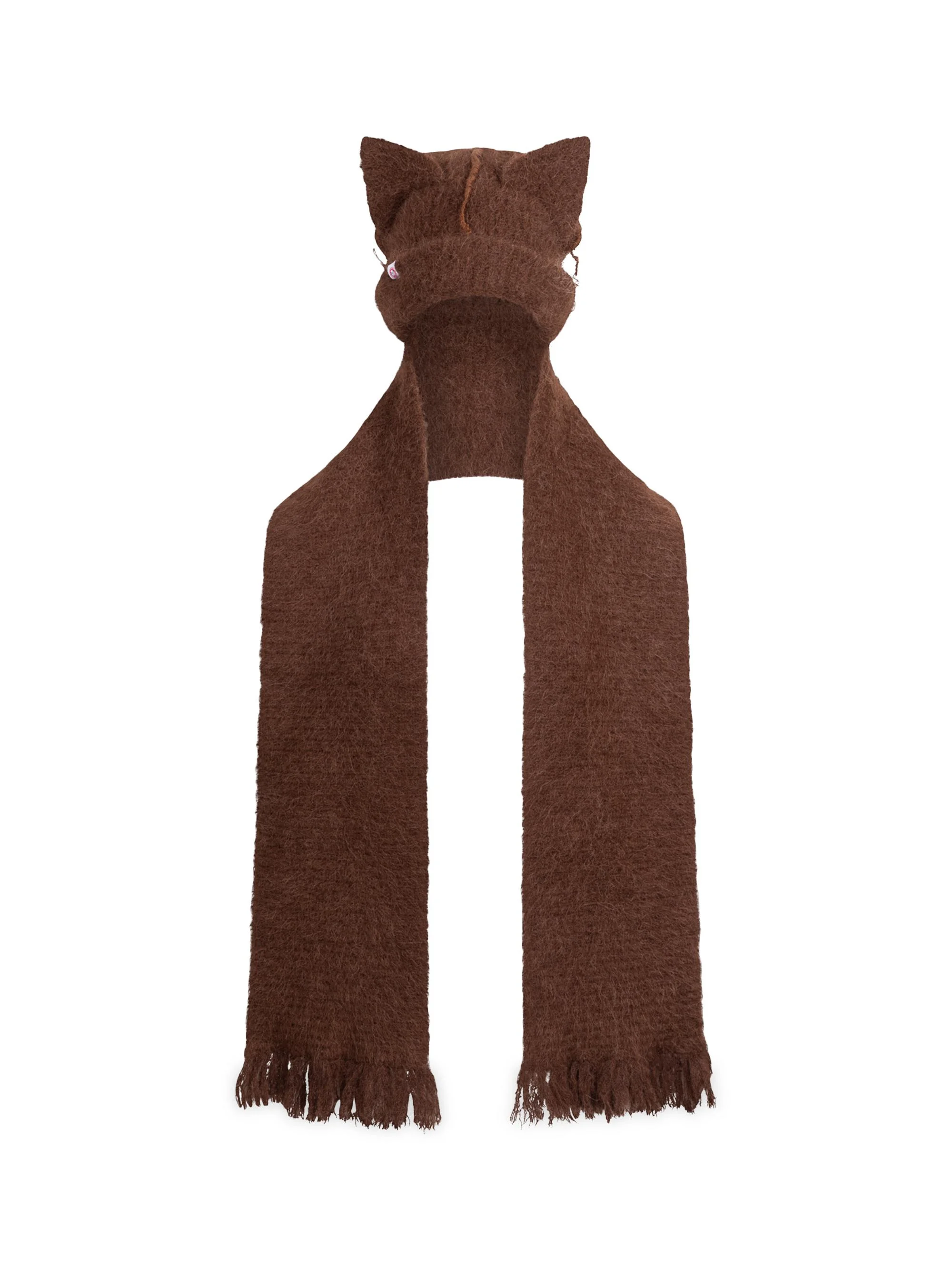 Men's Chunky Ears Beanie Scarf - Brown - 1