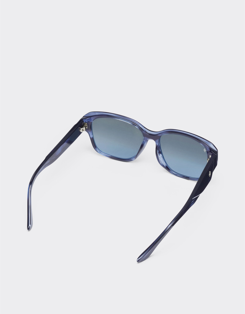 Ferrari sunglasses in striped blue acetate with polarised gradient blue lenses 6