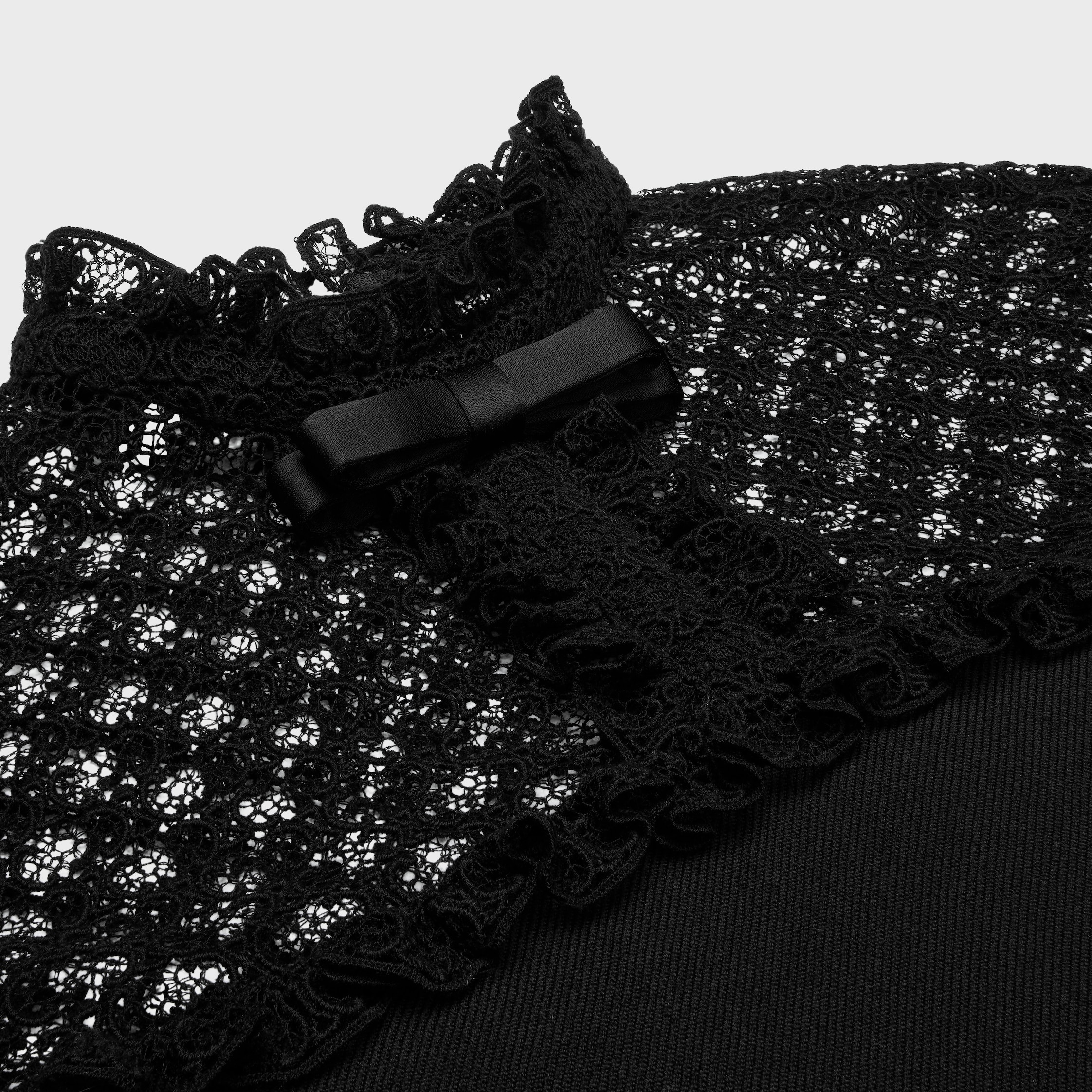 lace mini dress in diagonal wool - 3