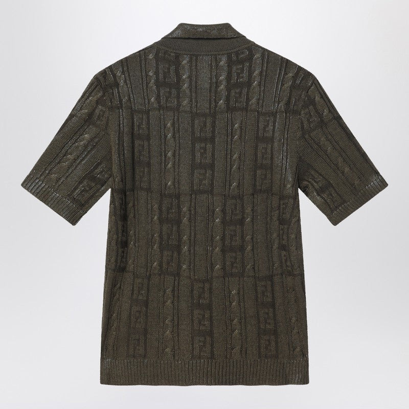 Fendi Dark Green Wool Polo Men - 2