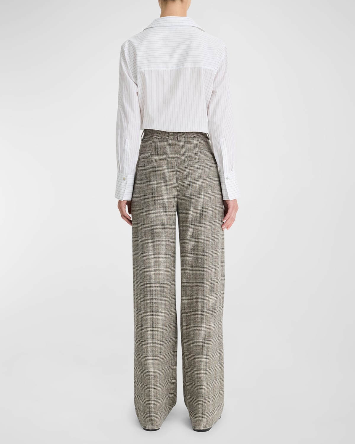 High-Rise Wool-Blend Plaid Trousers - 2