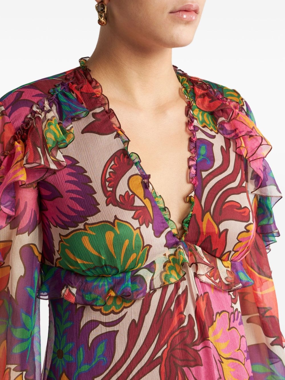 floral-print mini dress - 4