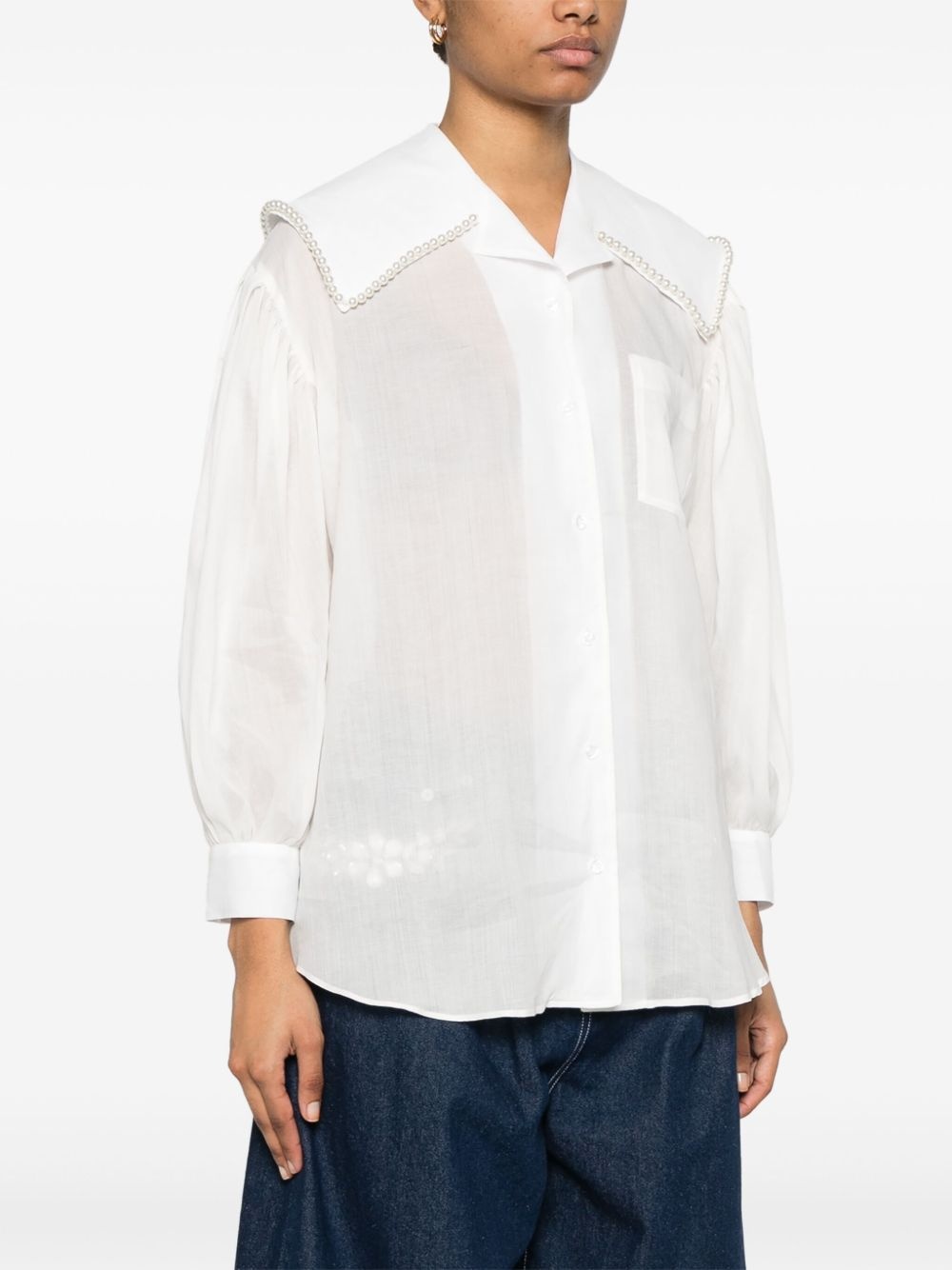 sailor-collar puff-sleeves shirt - 3