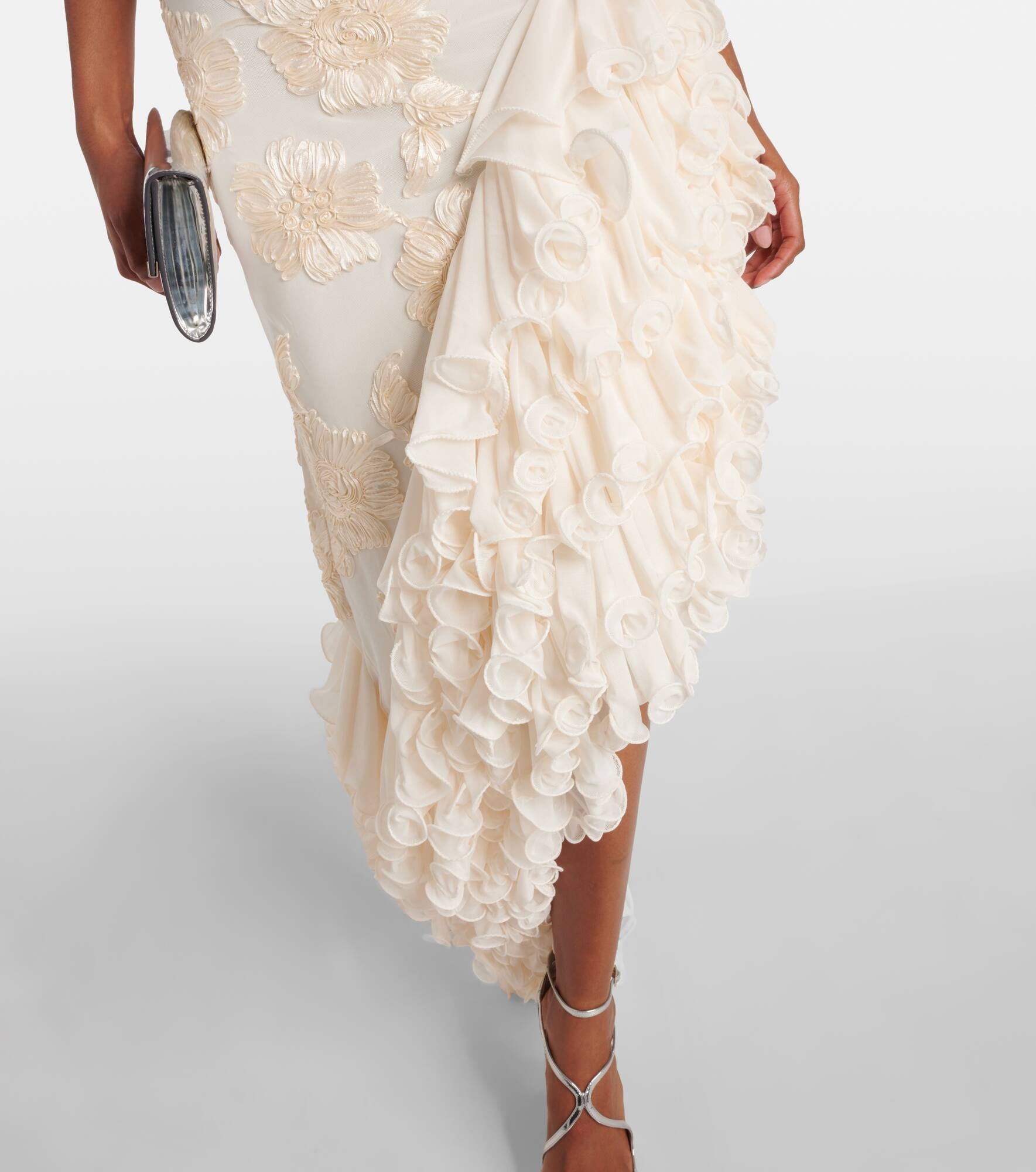 Bridal floral-appliqué maxi dress - 5
