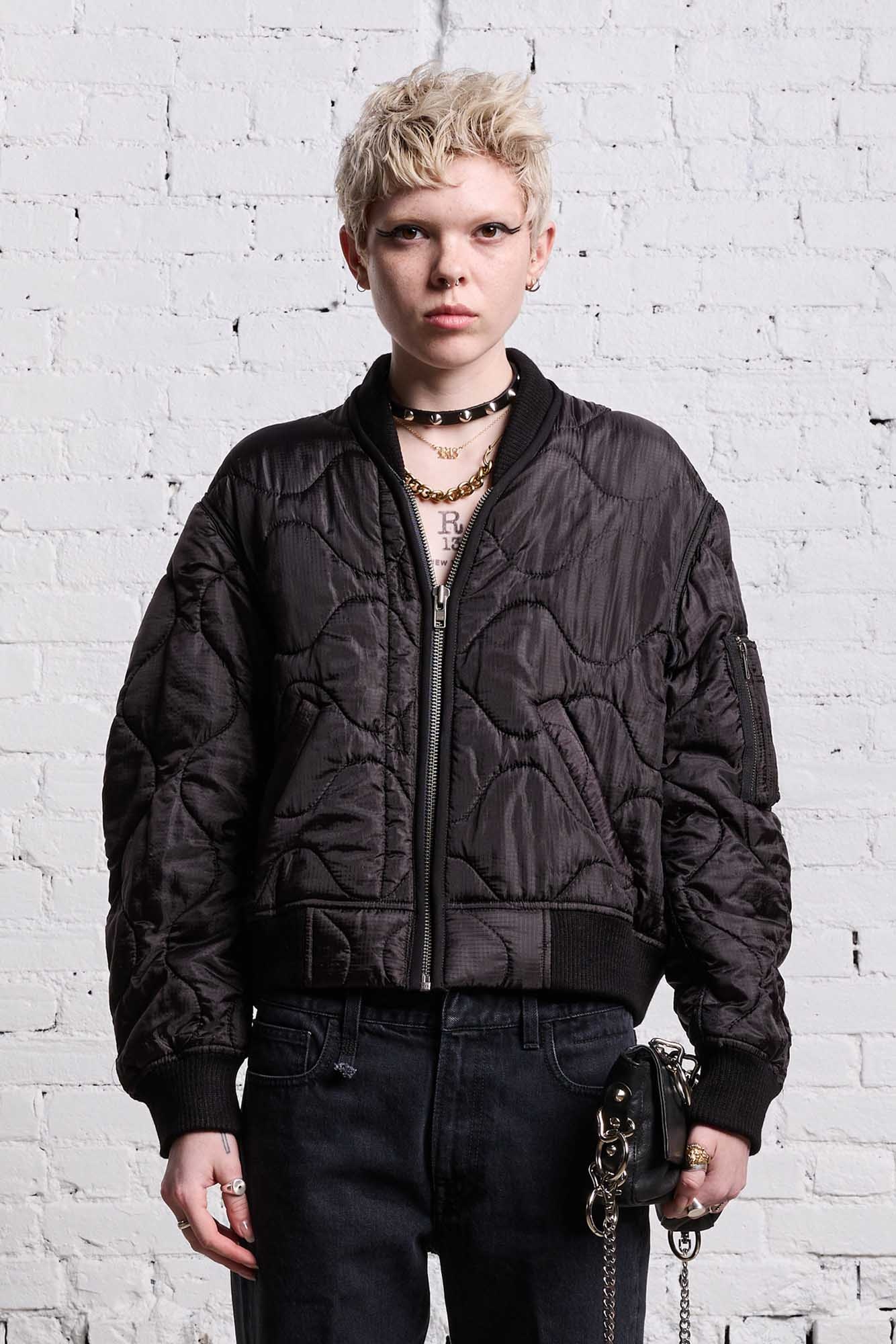 REFURBISHED LINER BOMBER - BLACK OVERDYE - 4