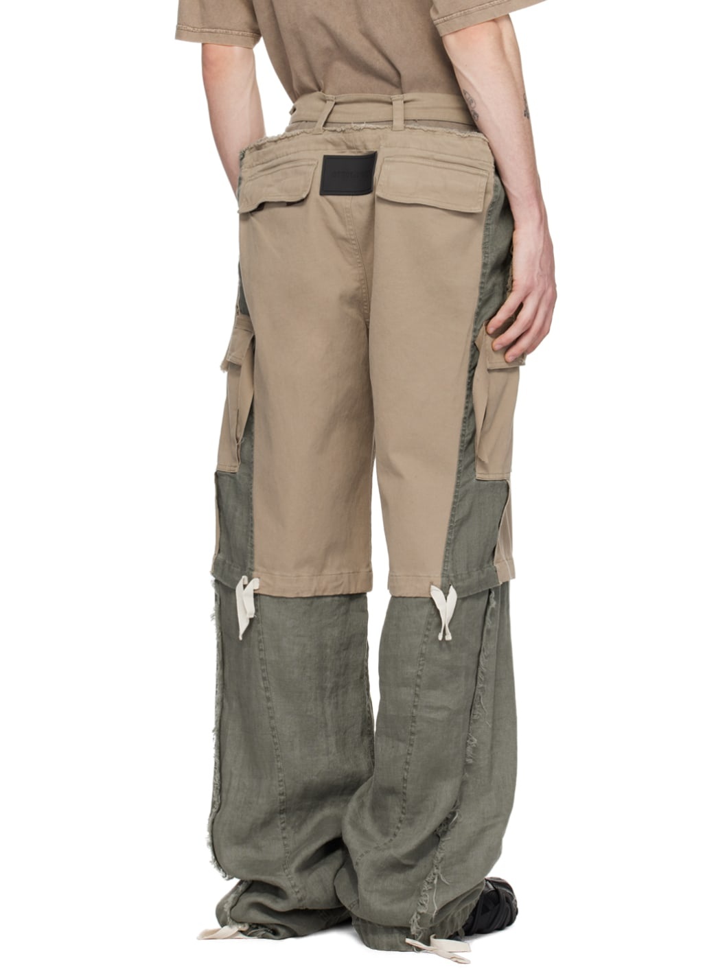 Gray & Khaki Baggy Cargo Pants - 3
