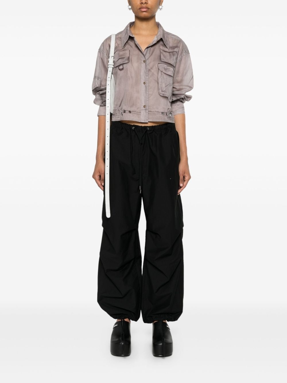 embroidered-logo wide-leg trousers - 2