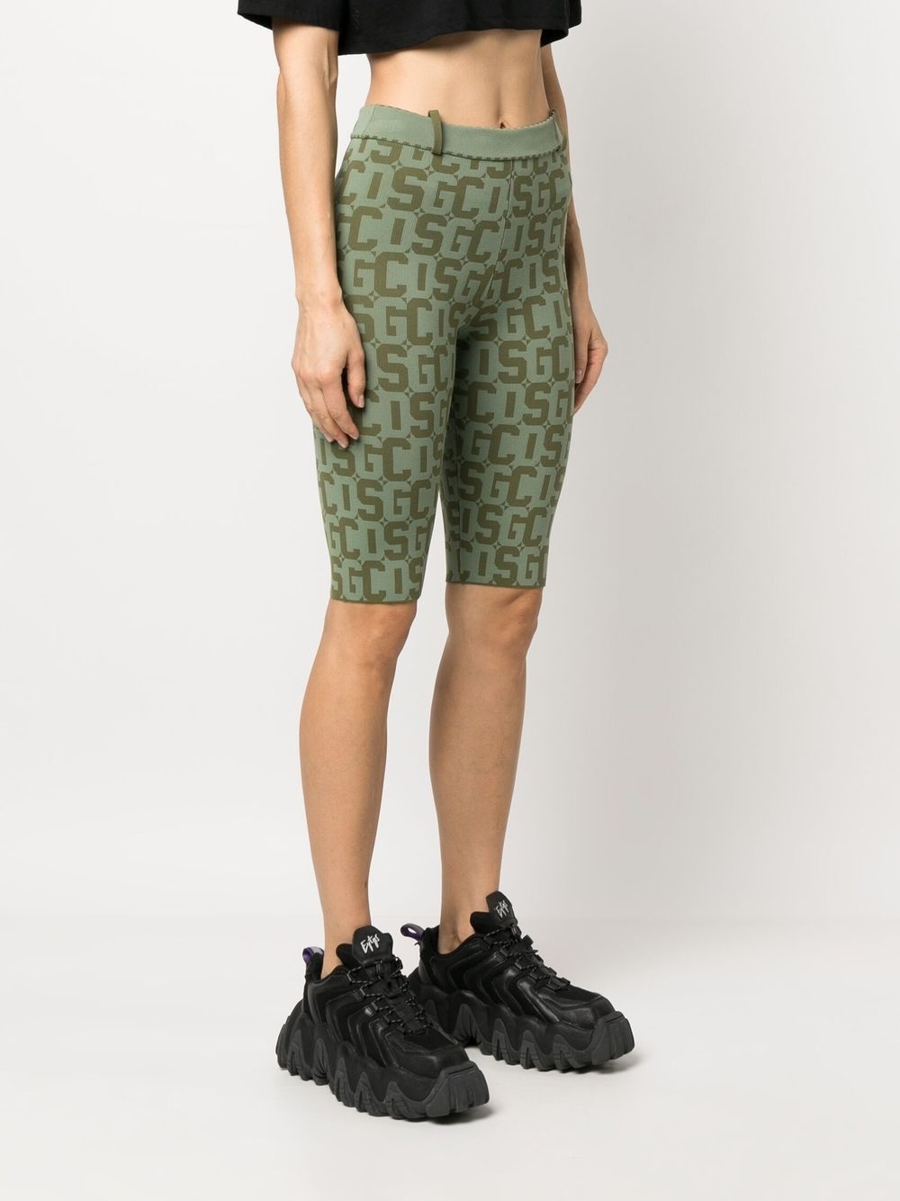 two-tone monogram-jacquard cropped leggings - 3