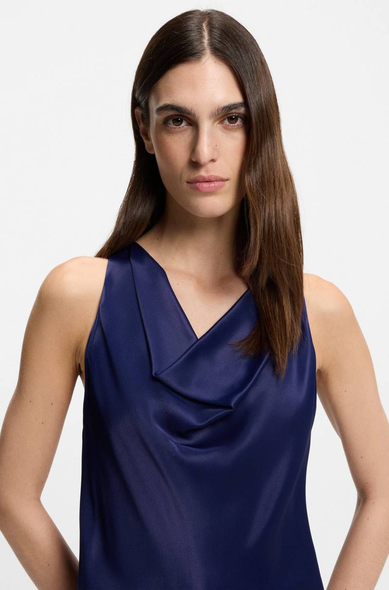 SLEEVELESS TOP IN SATIN WITH DRAPED NECKLINE 4