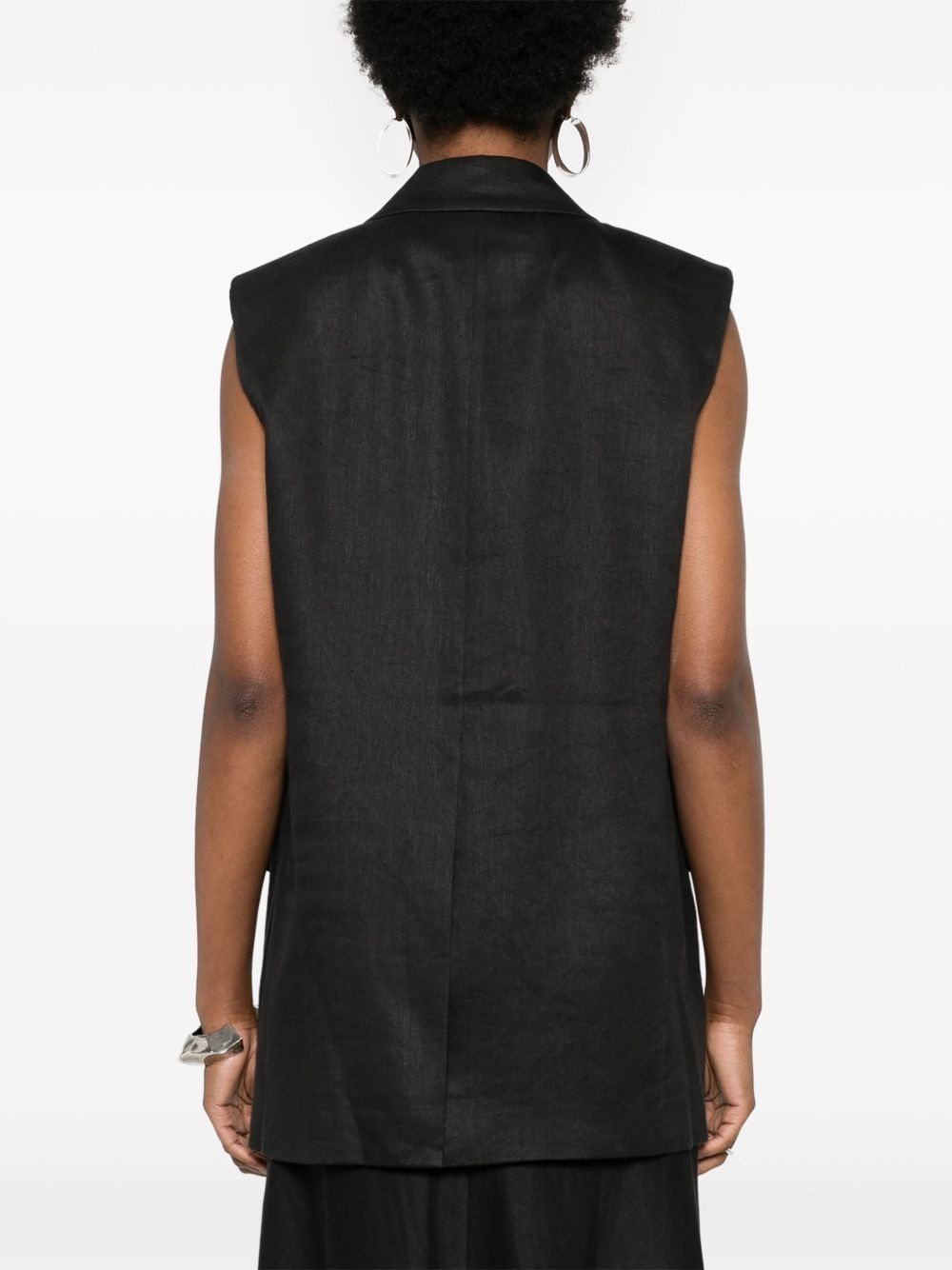 double-breasted linen blend gilet - 4
