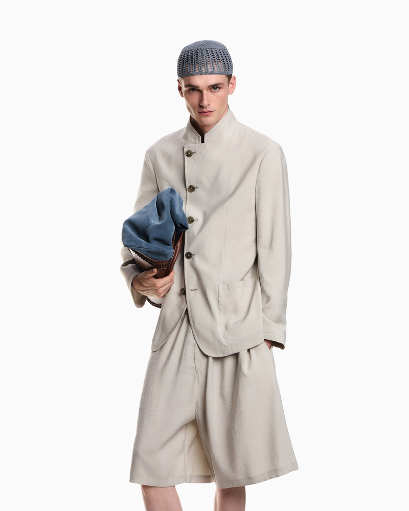 ICON GURU-COLLAR JACKET WITH OFF-CENTRE FASTENING IN PEACH-FEEL CANVAS 3