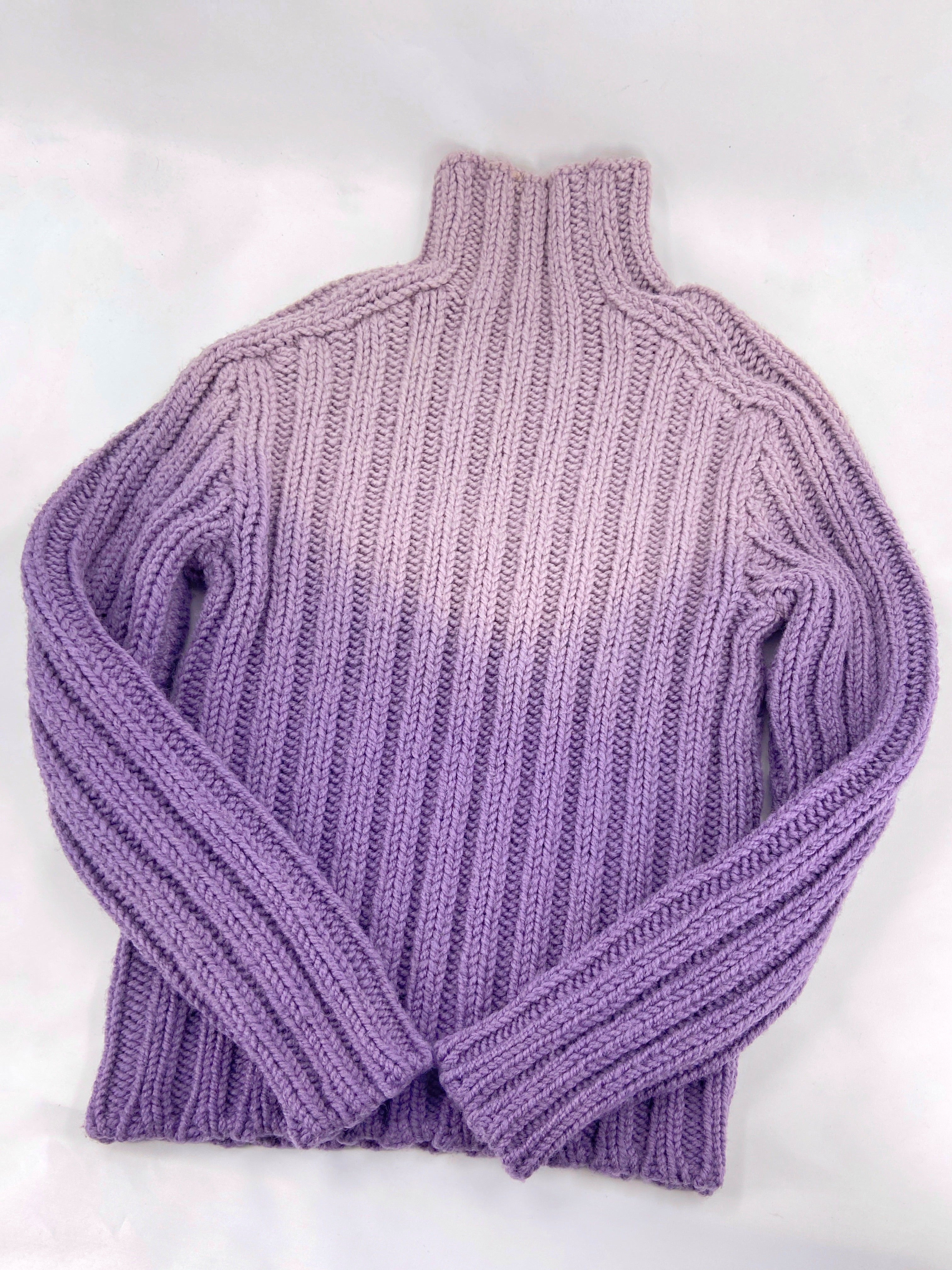Gucci Fall 1998 Menswear Purple Ombré Heavyweight Knit Turtleneck Sweater L - 5