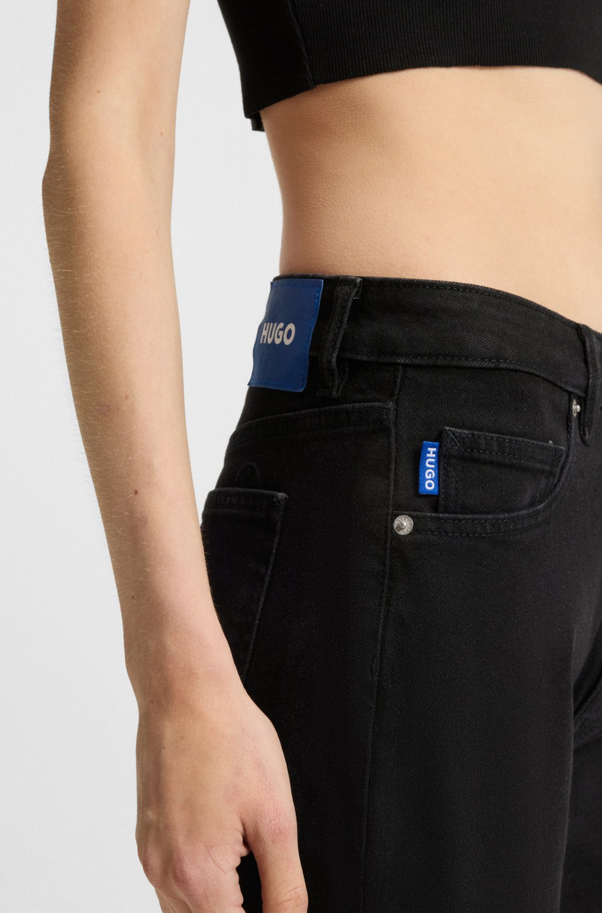 SLIM-FIT JEANS IN BLACK STRETCH DENIM - 5