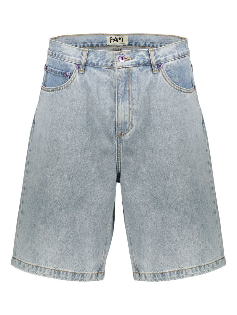 contrast-stitching denim shorts 1