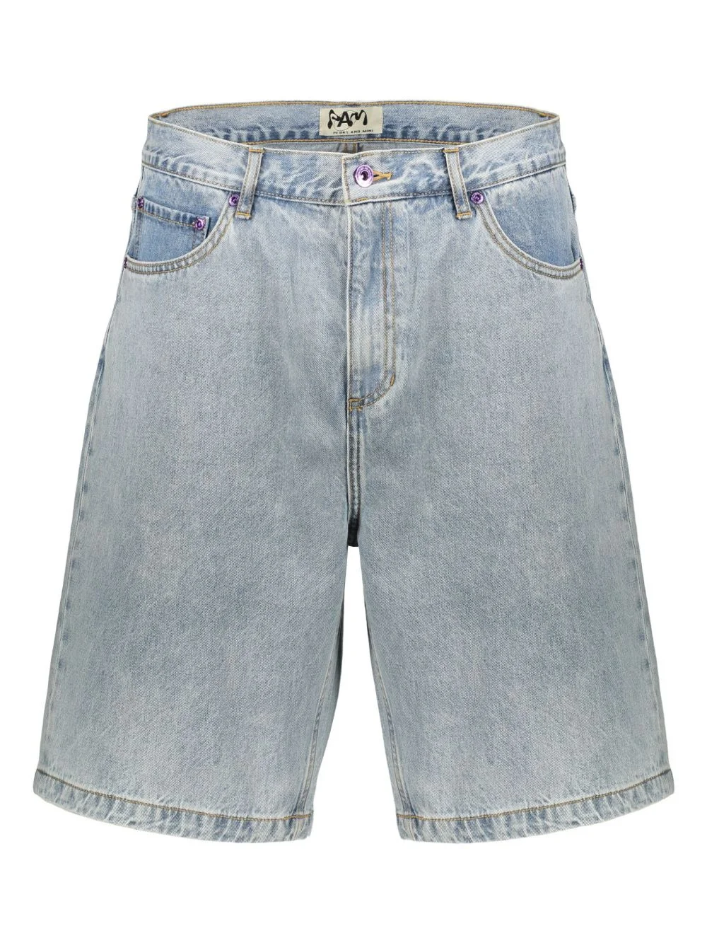 contrast-stitching denim shorts - 1