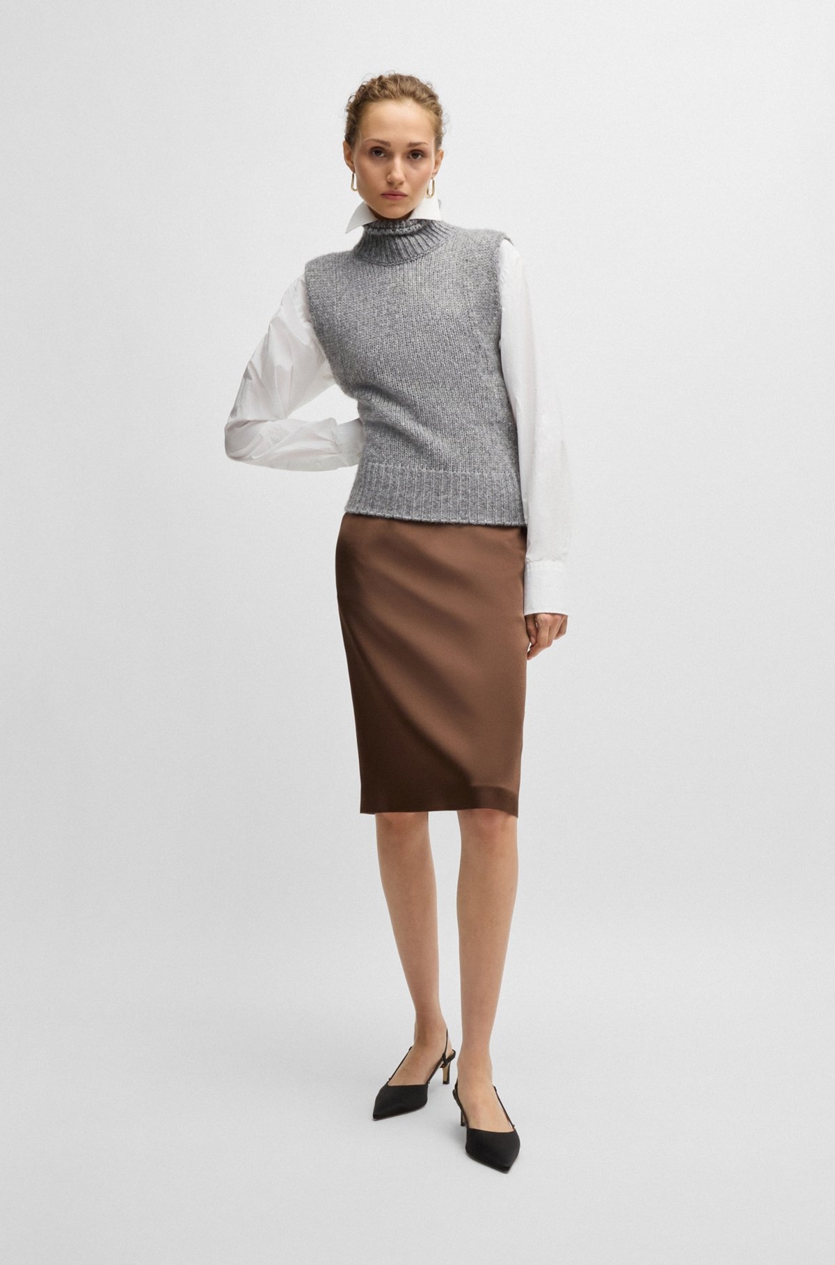 PENCIL SKIRT IN LUSTROUS FABRIC - 3