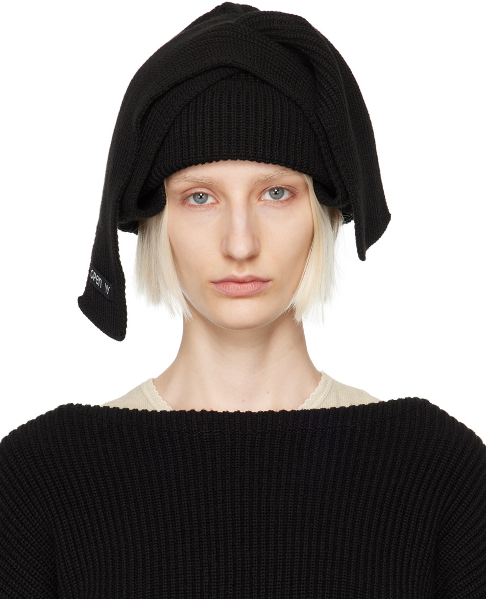 ジェニー着用★OPEN YY SCARF BEANIE OPEN YY Black Scarf Beanie | REVERSIBLE