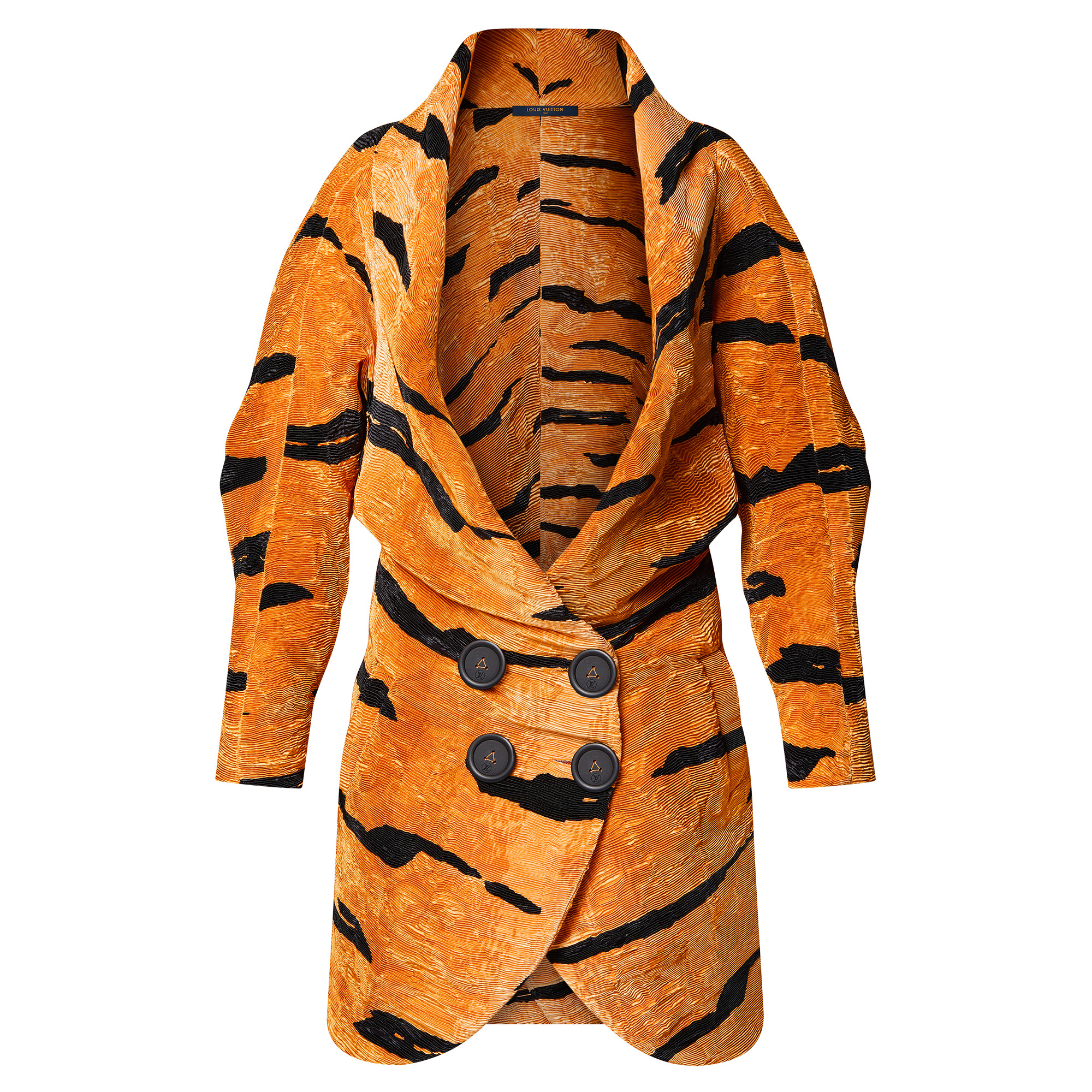 Pleated Tiger Print Coat - 1