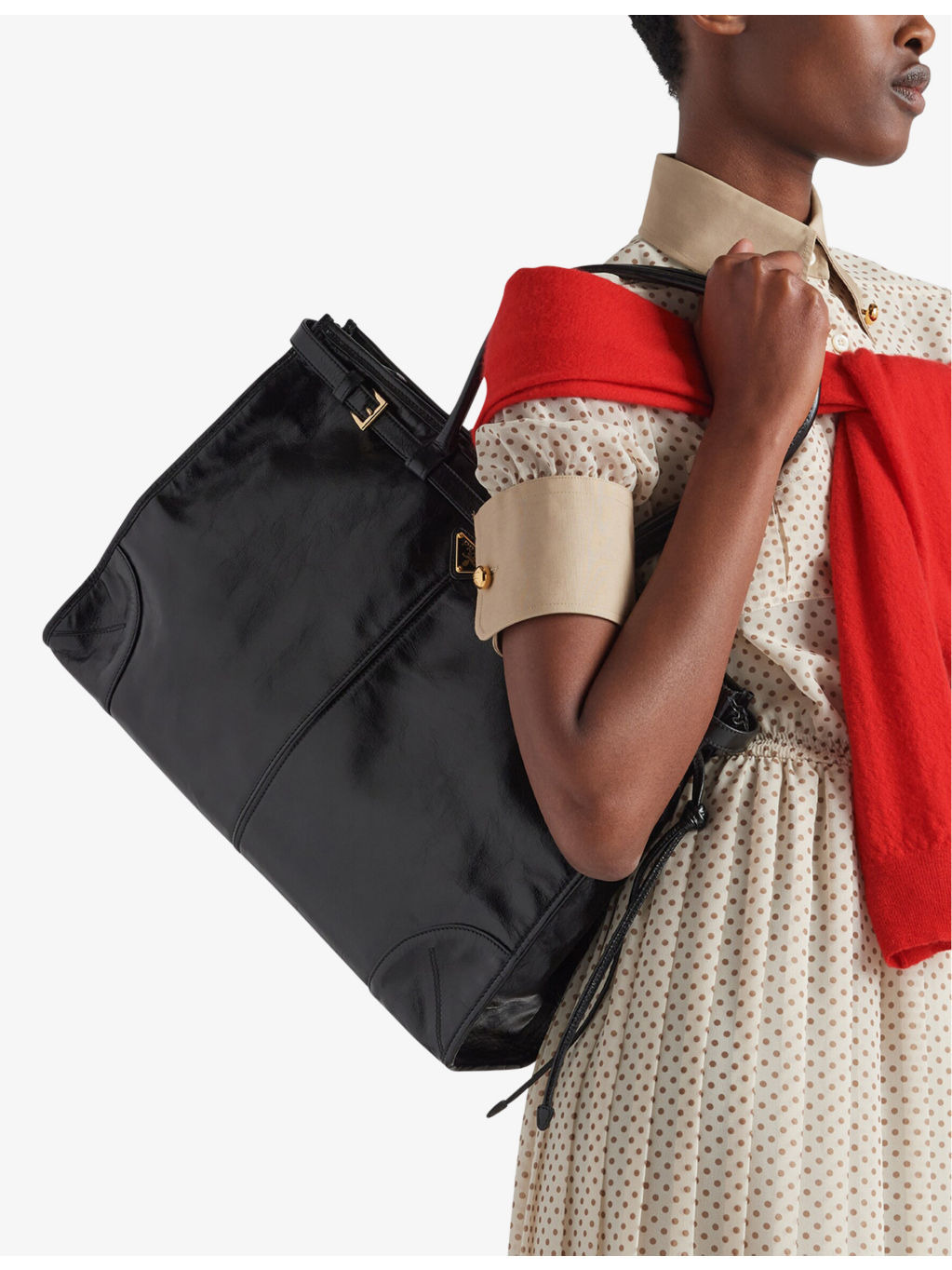 Brand-plaque large leather shoulder bag - 2