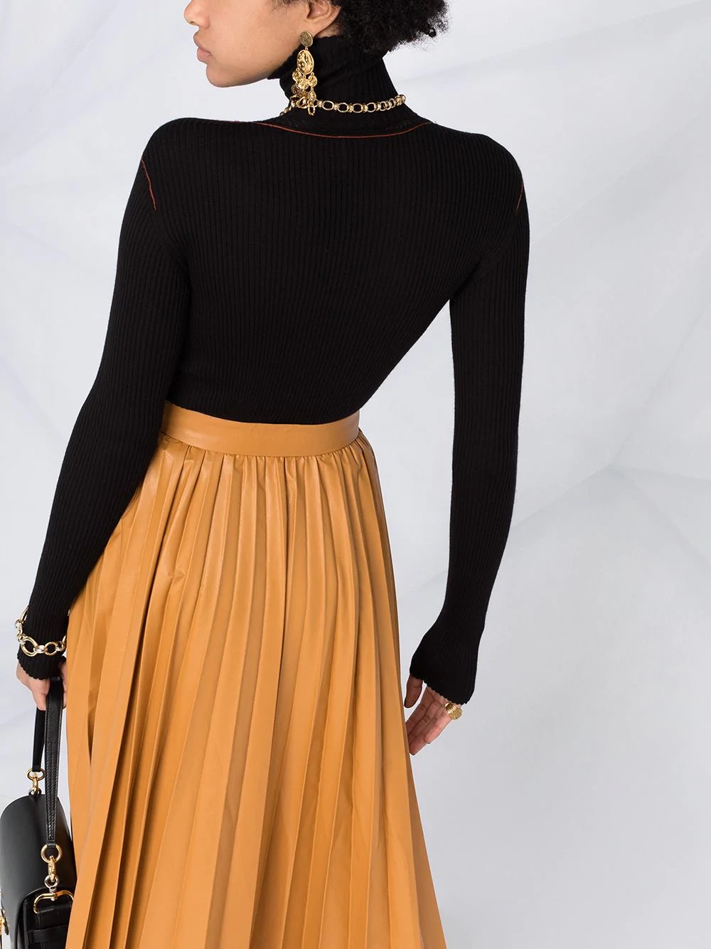 asymmetric-hem pleated skirt - 3