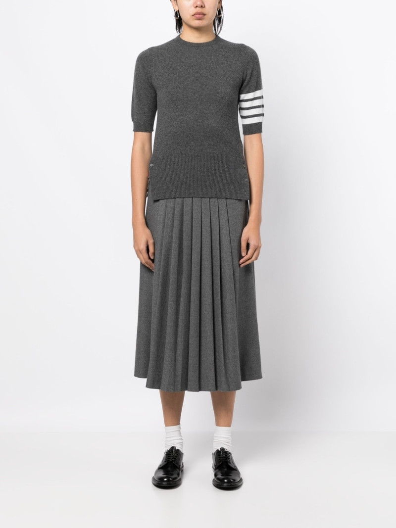 Thom Browne signature 4-Bar stripe short-sleeve cashmere top outlook