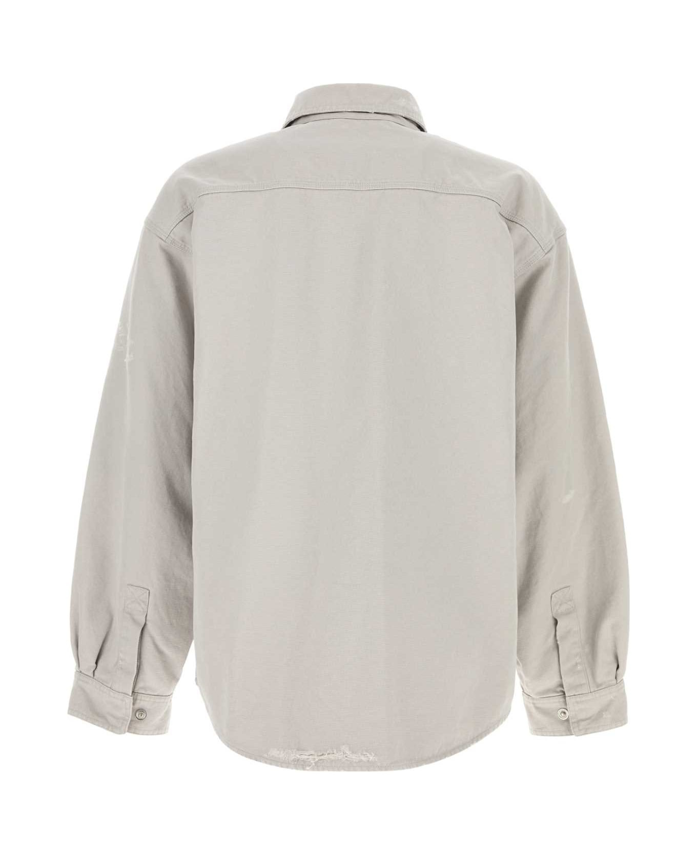 Light Grey Cotton Oversize Shirt - 2