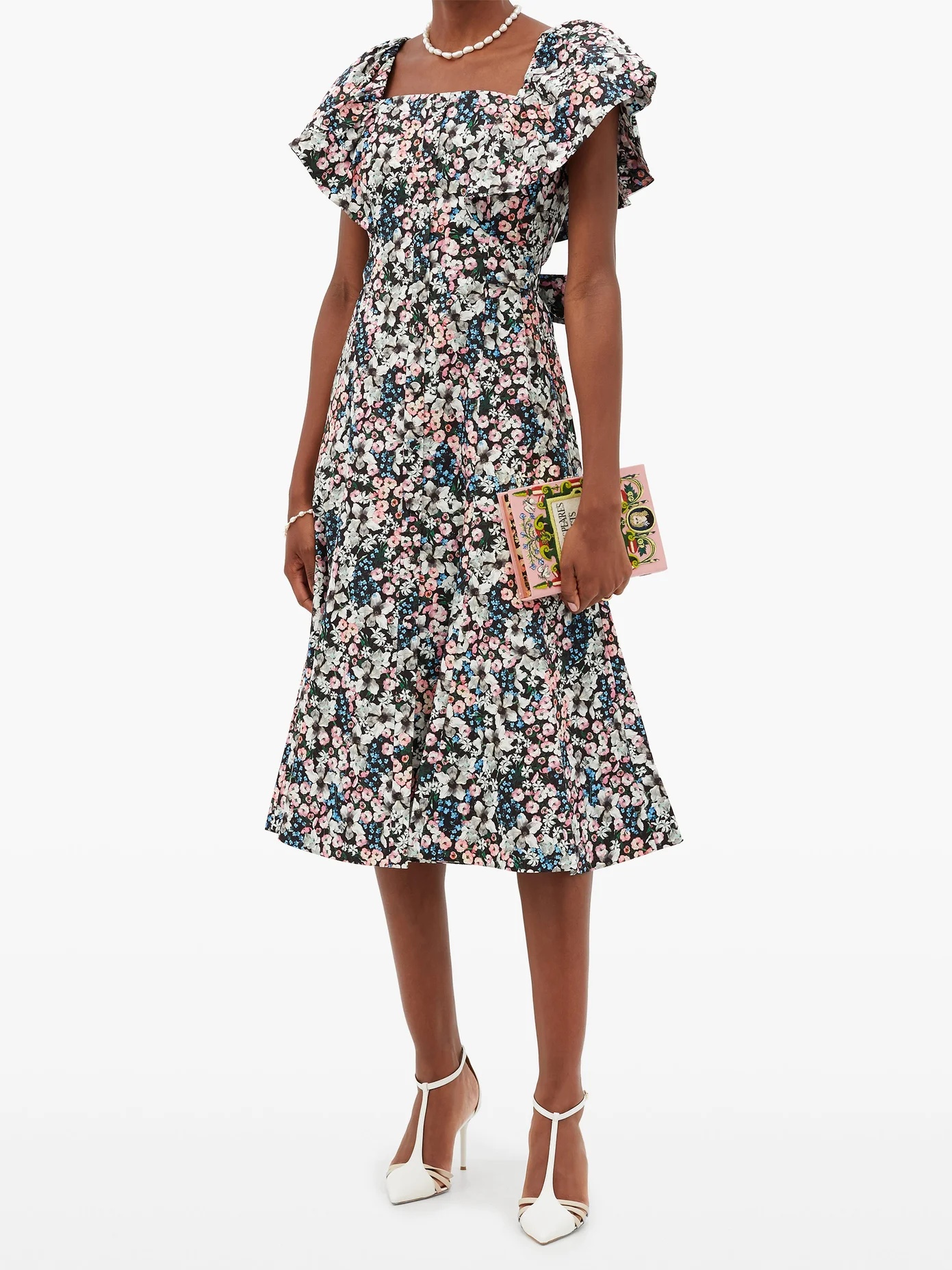 Maudie Meadow Park-print cotton midi dress - 5