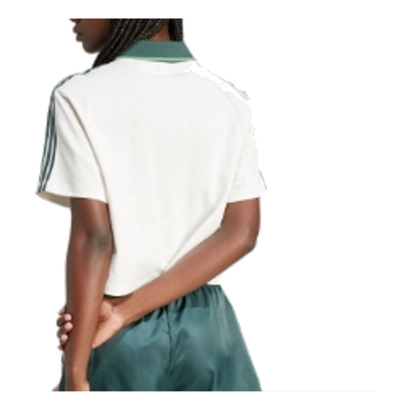 (WMNS) adidas Loose Crop Polo Shirt 'White' IX3555 3