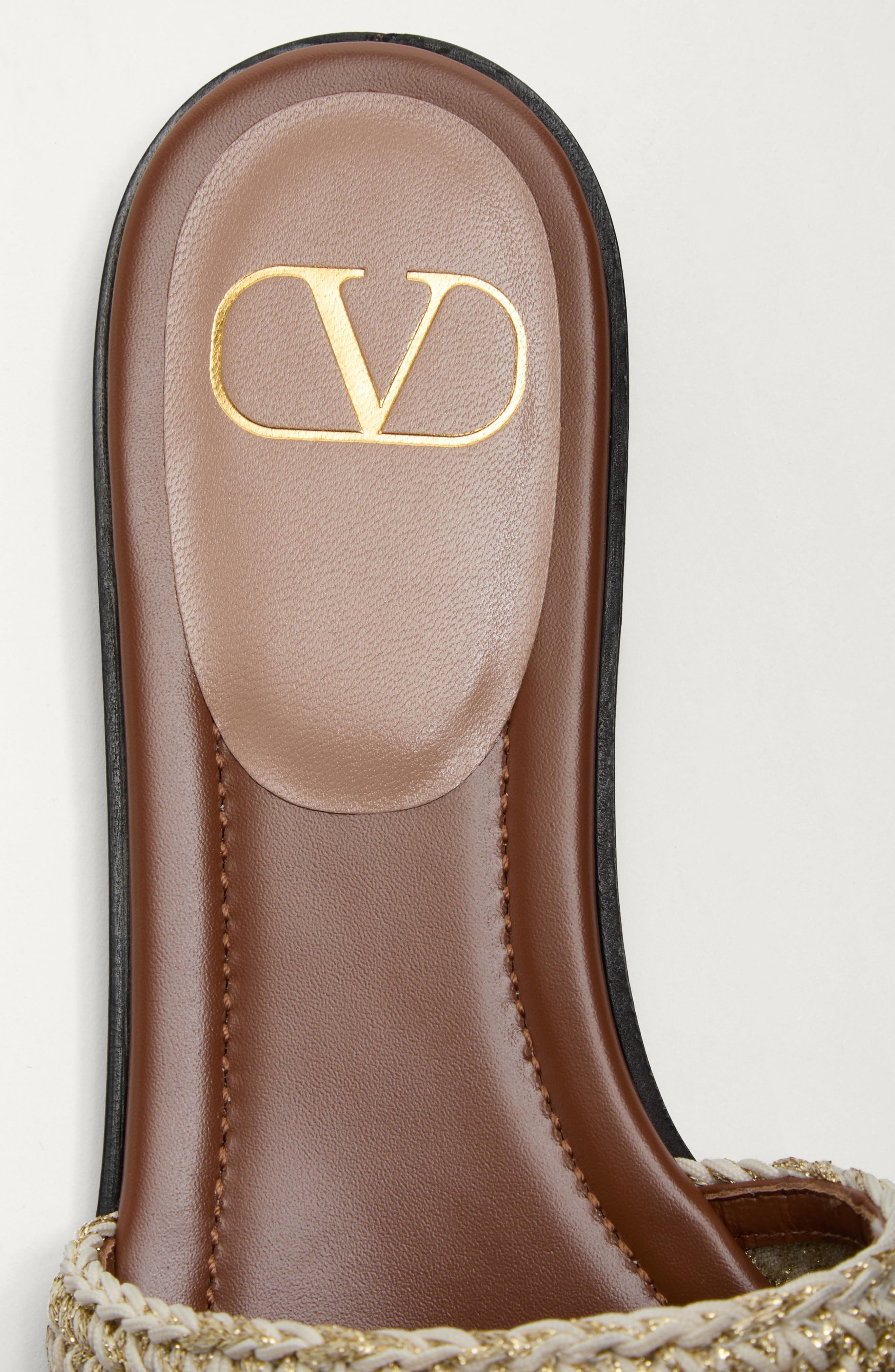 Valentino Garavani VLOGO Crochet Slide Sandal in Ivory/Multi at Nordstrom - 7