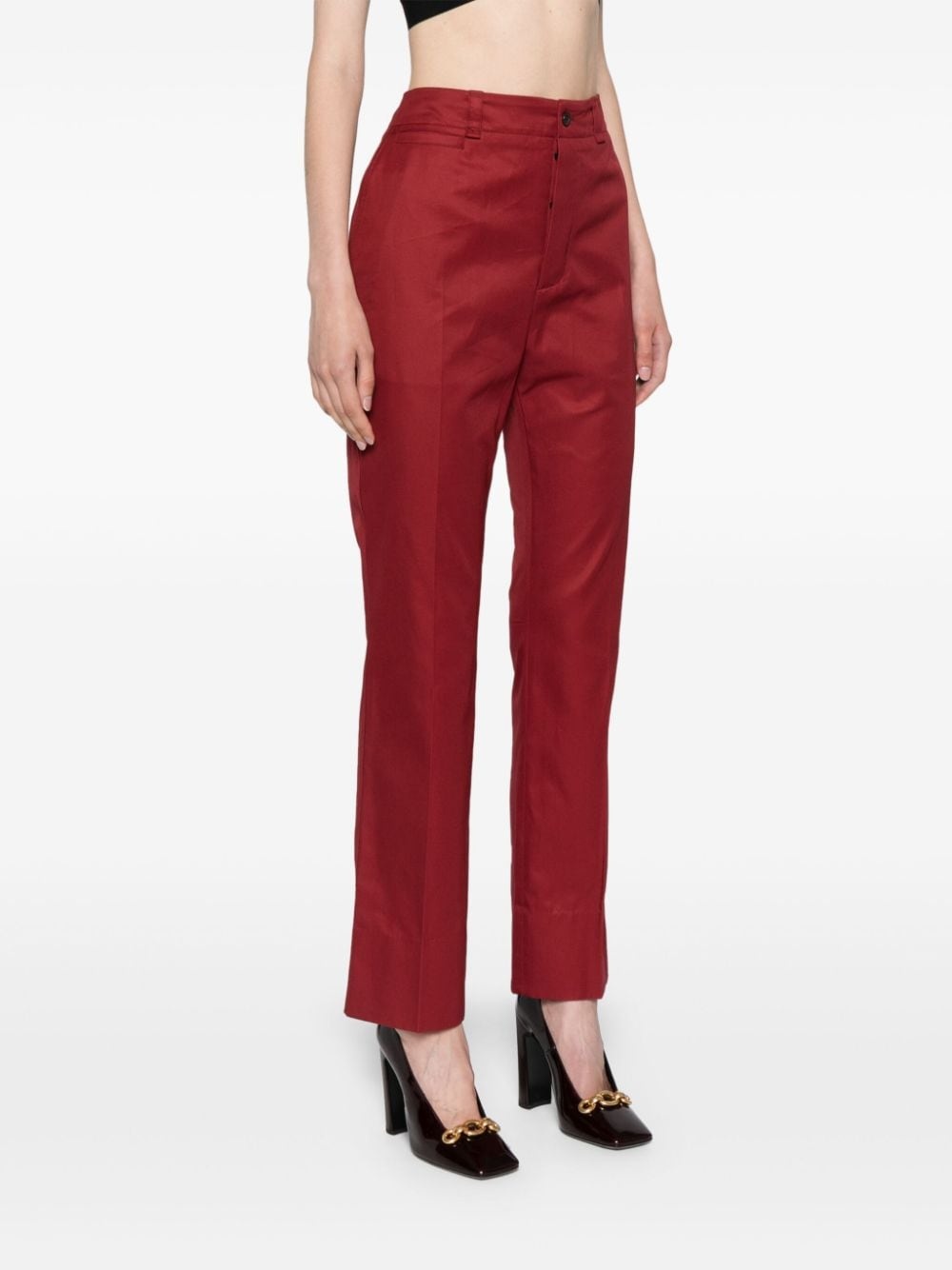slim-leg cotton trousers - 3