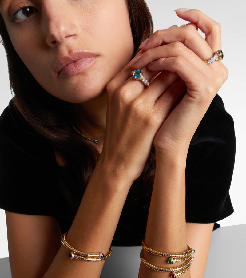 Marina B Ondine 18kt gold ring with topaz and diamonds outlook