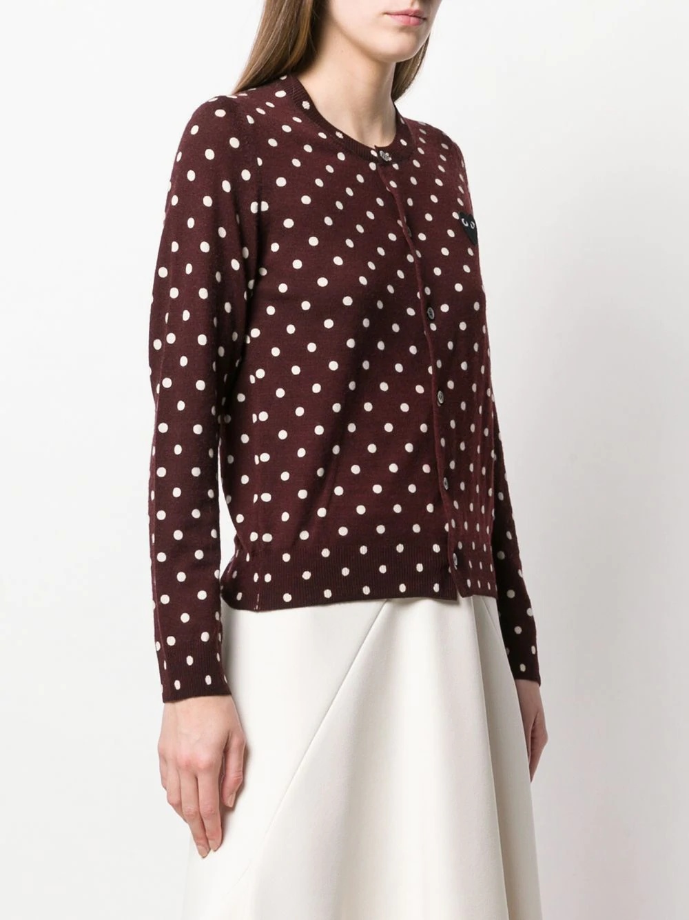 heart patch polka dot cardigan - 3